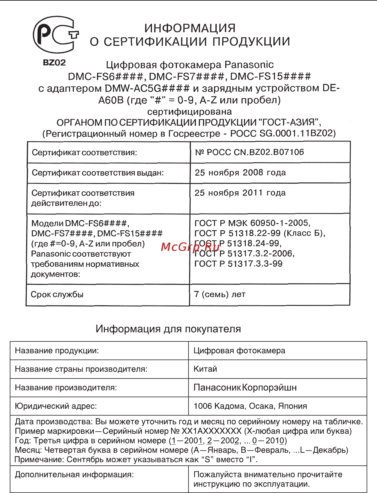 Panasonic LUMIX DMC-FS7 Инструкция по эксплуатации онлайн [115/116] 33197