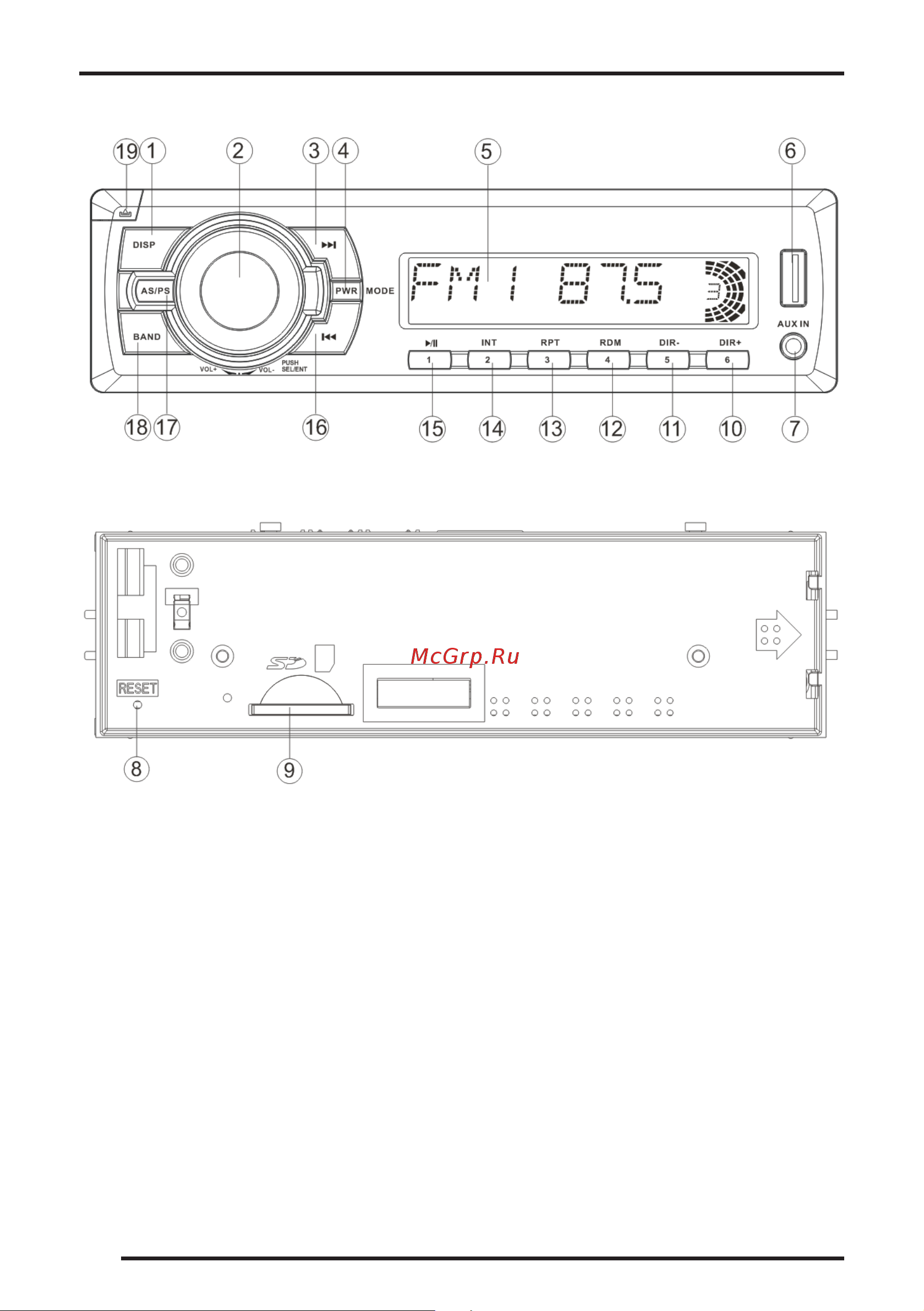 Supra Автопроигрыватели MP3/WMA  SFD-1010U [10/19] Передняя панель