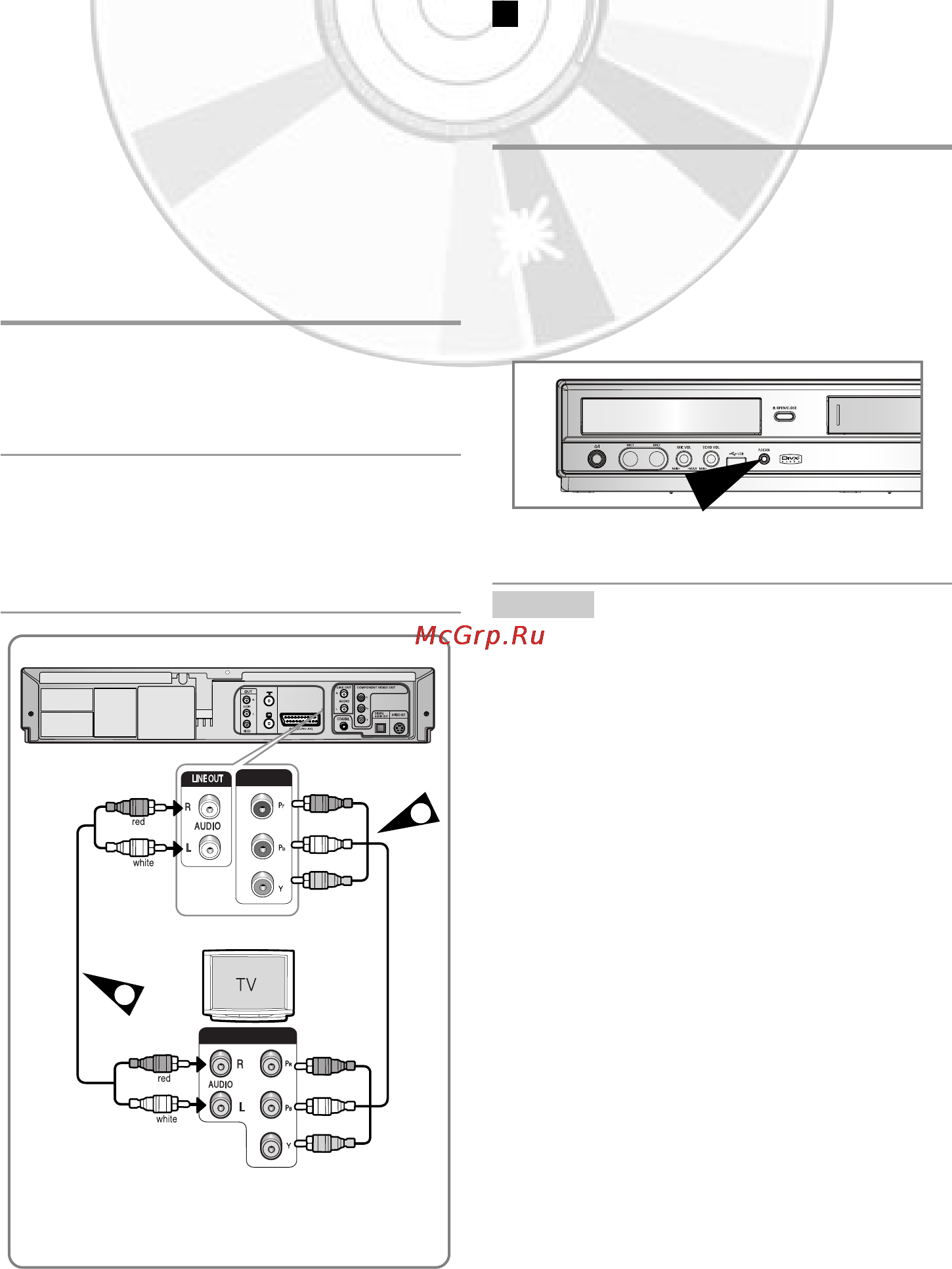 Samsung DVD-V8650K [10/61] Одключение dvd vcr к телевизору с помощью компонентного кабеля только dvd
