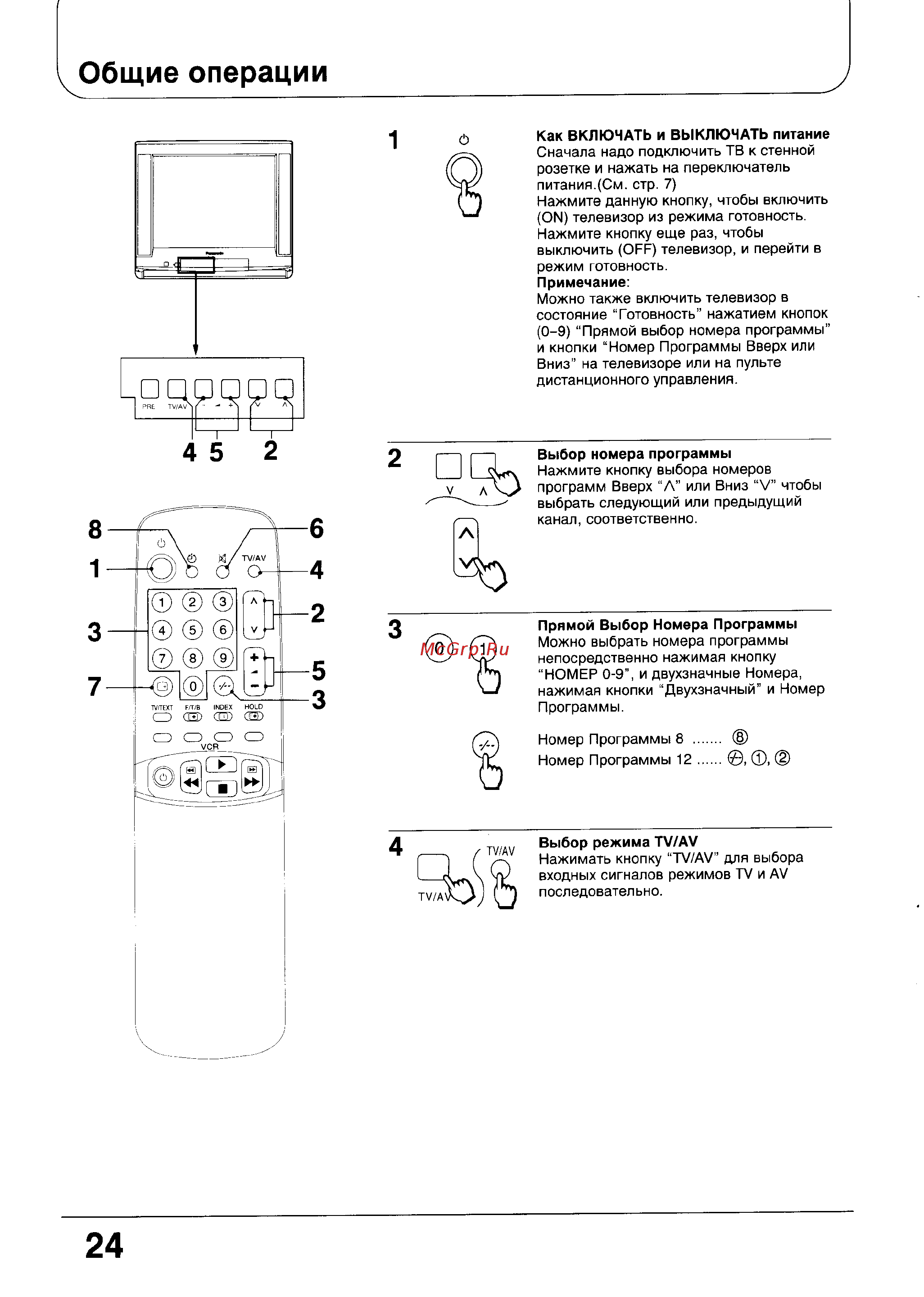 Panasonic TC-21V80R [24/39] Общие операции