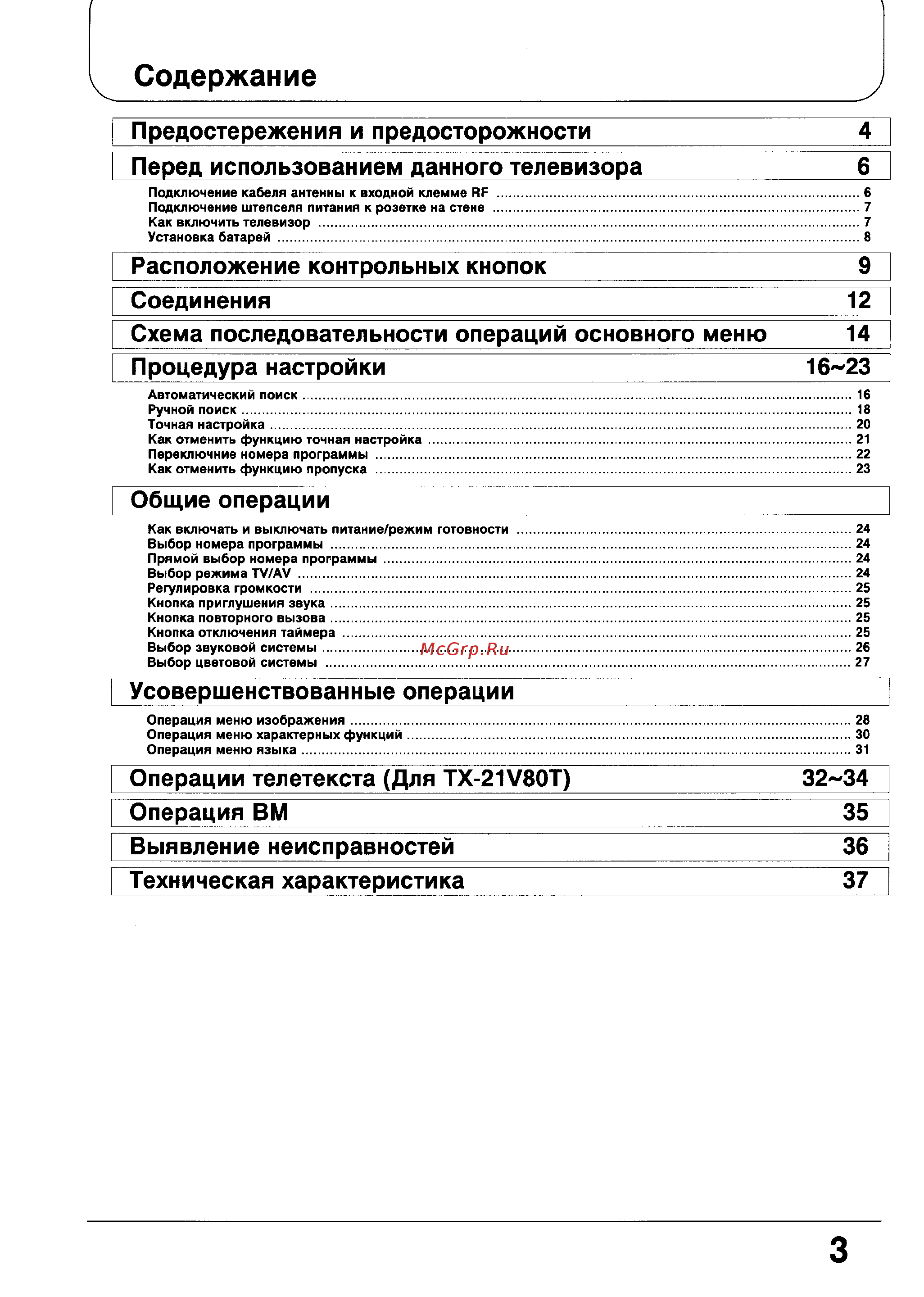 Panasonic TC-21V80R [3/39] Процедура настройки 16 23