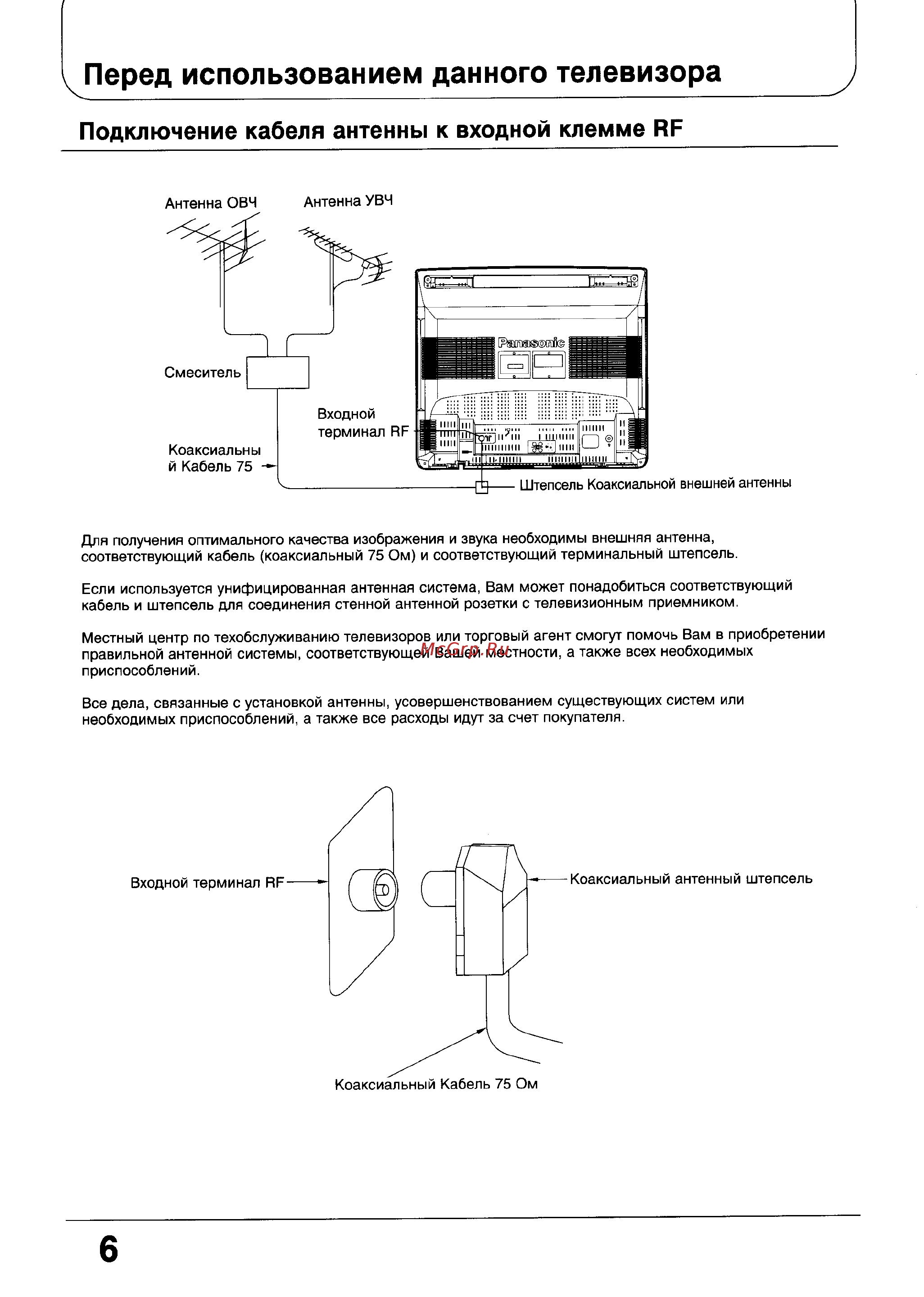 Panasonic TC-21V80R [6/39] Перед использованием данного телевизора