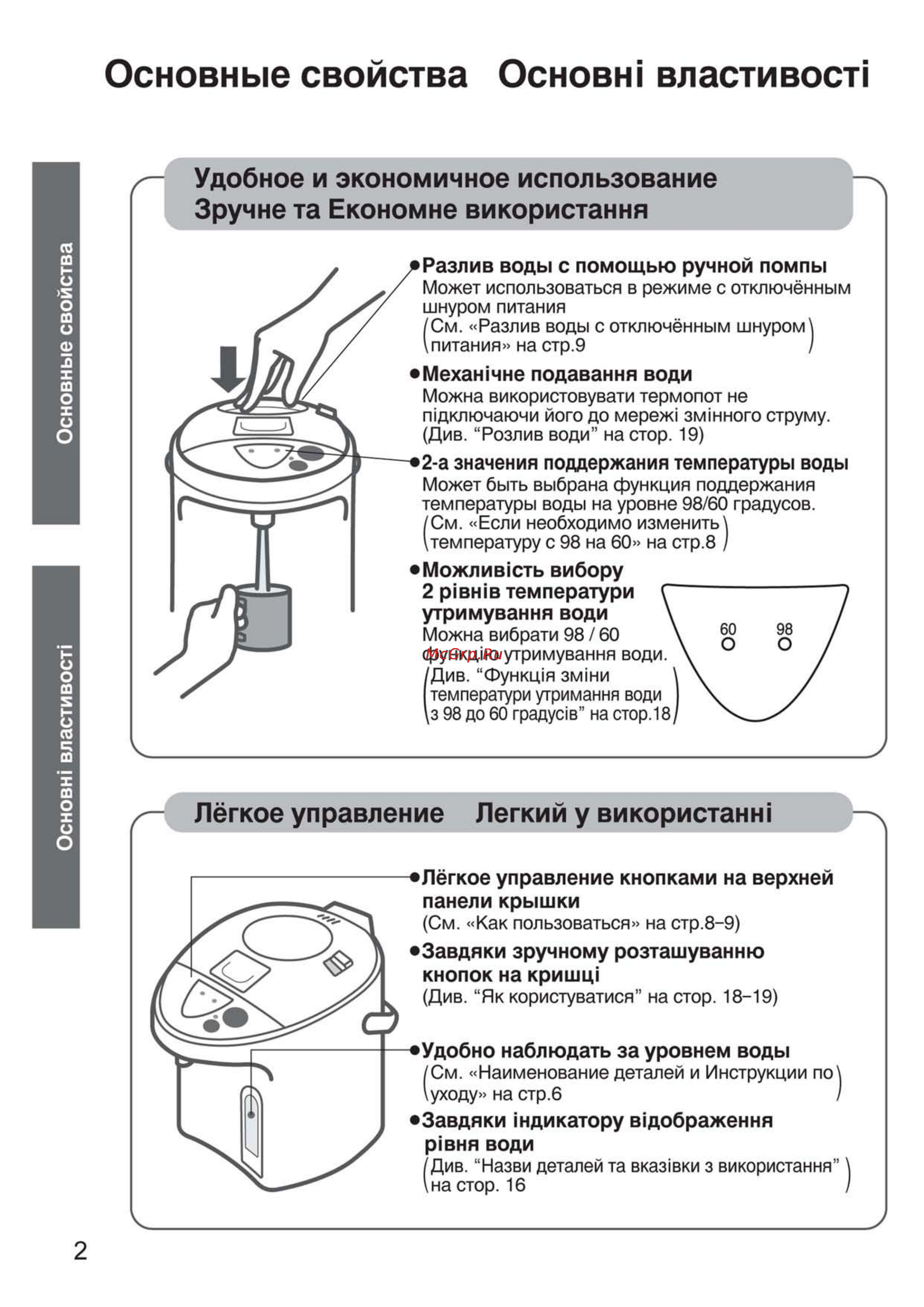 Panasonic NC-PG30PWTW [2/24] Основные свойства основы властивост