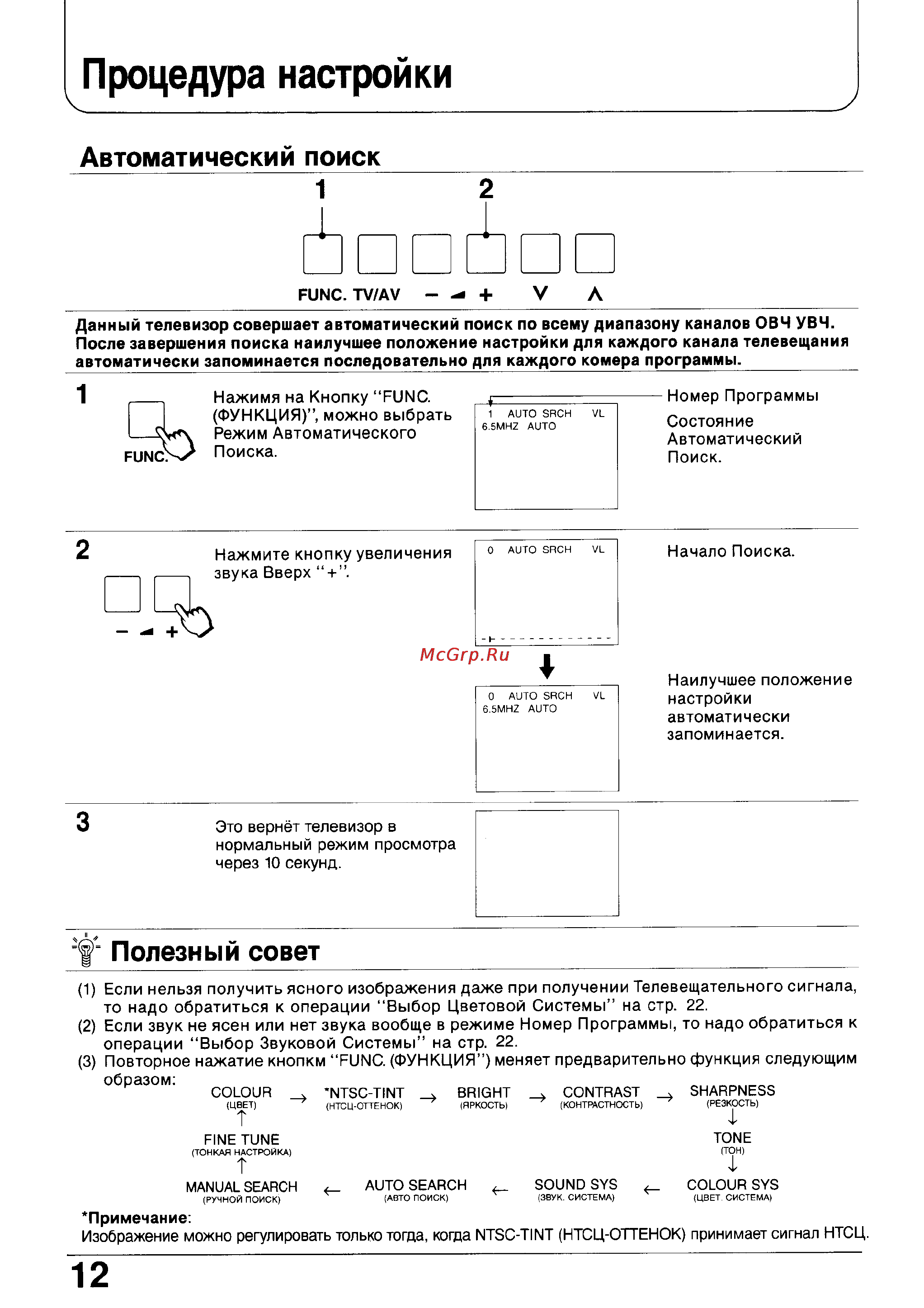 Panasonic TX-21GF80T [12/31] Процедура настройки