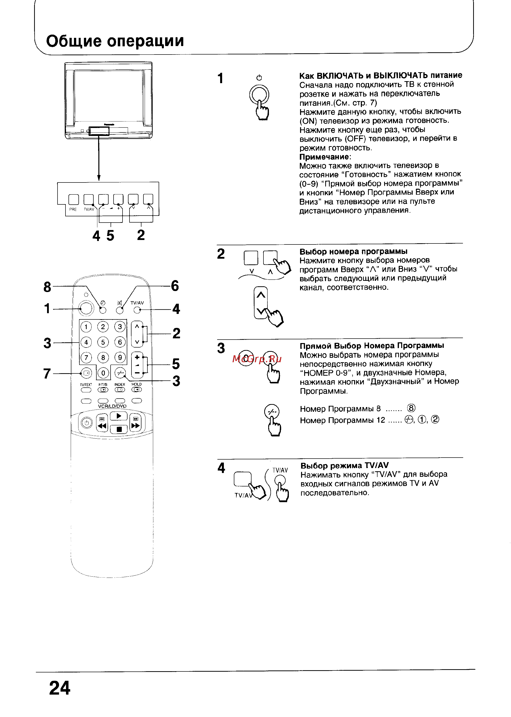 Panasonic TX-21G10T [24/39] Общие операции