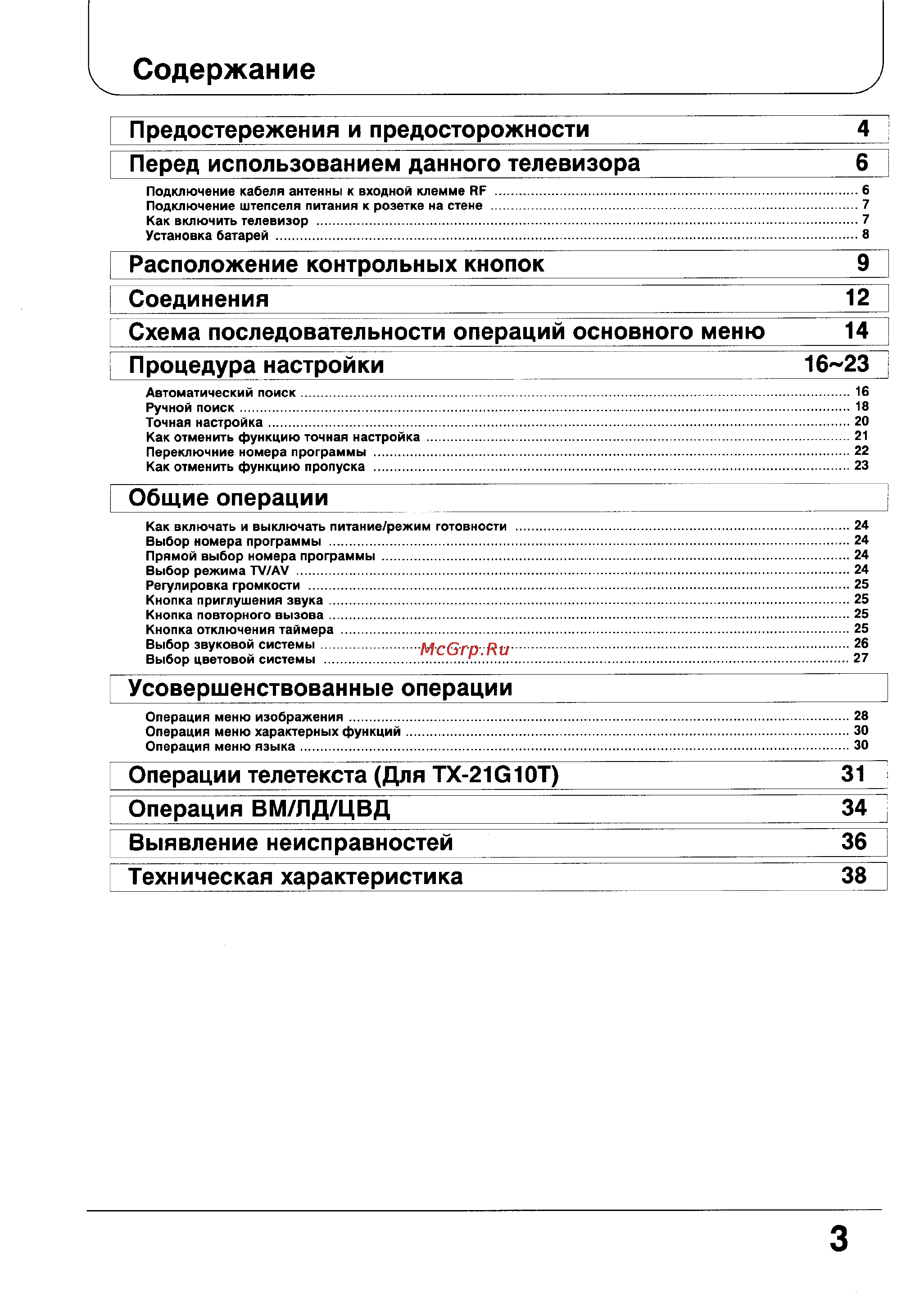 Panasonic TC-21G10R [3/39] Общие операции