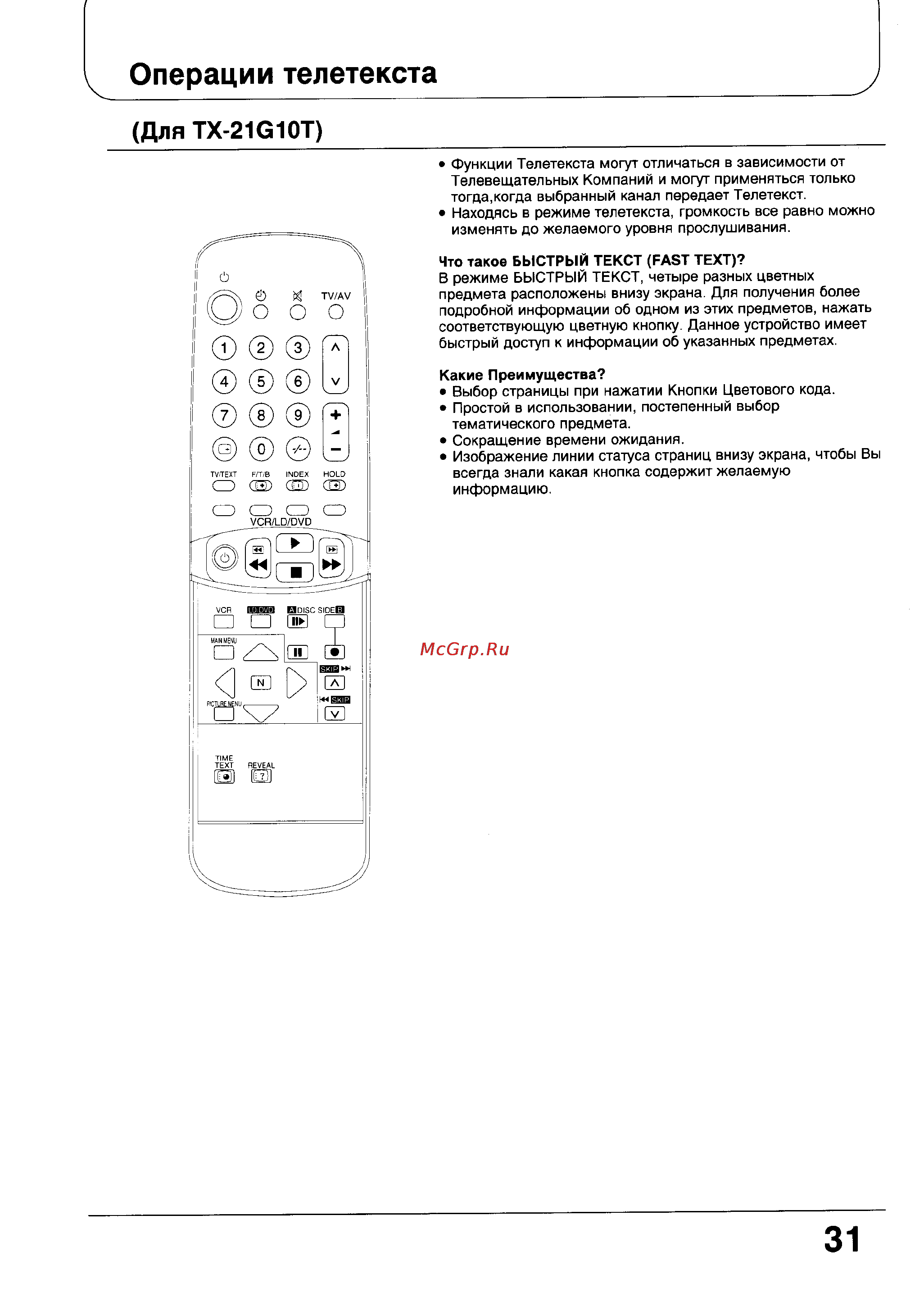 Panasonic TX-21G10T [31/39] Операции телетекста