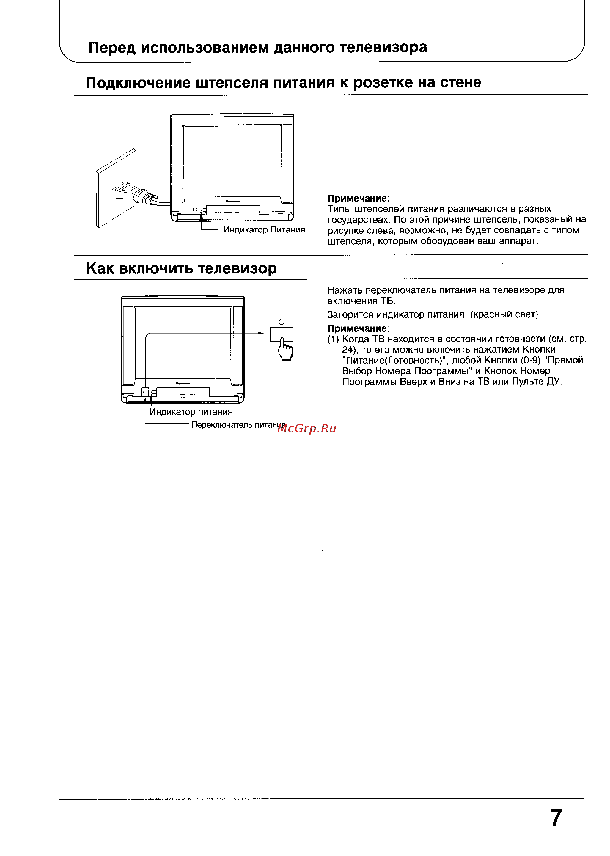 Panasonic TX-21G10T [7/39] Как включить телевизор