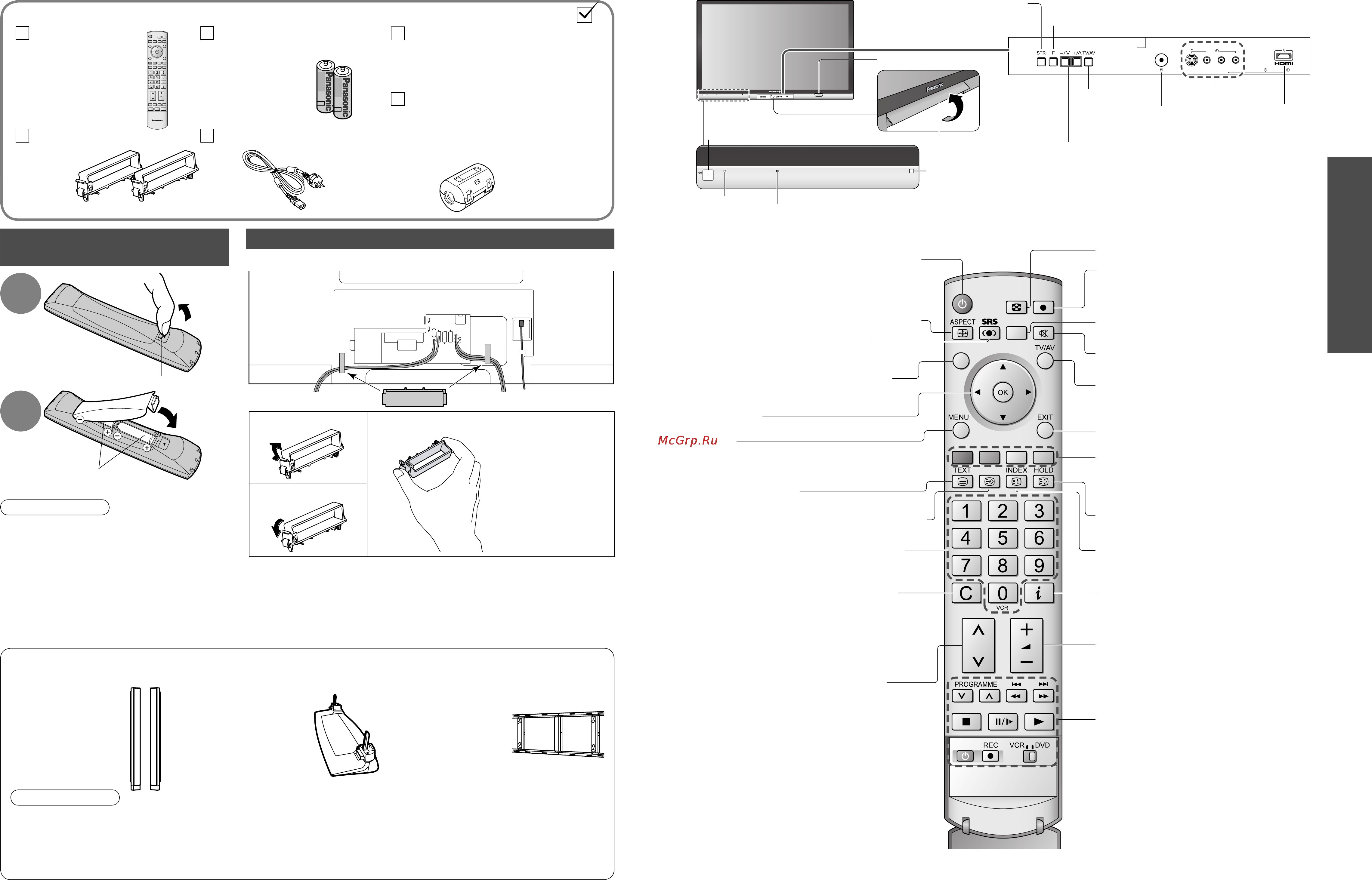 Panasonic TH-65PV600R [4/20] Прикрепление зажимов кабелей