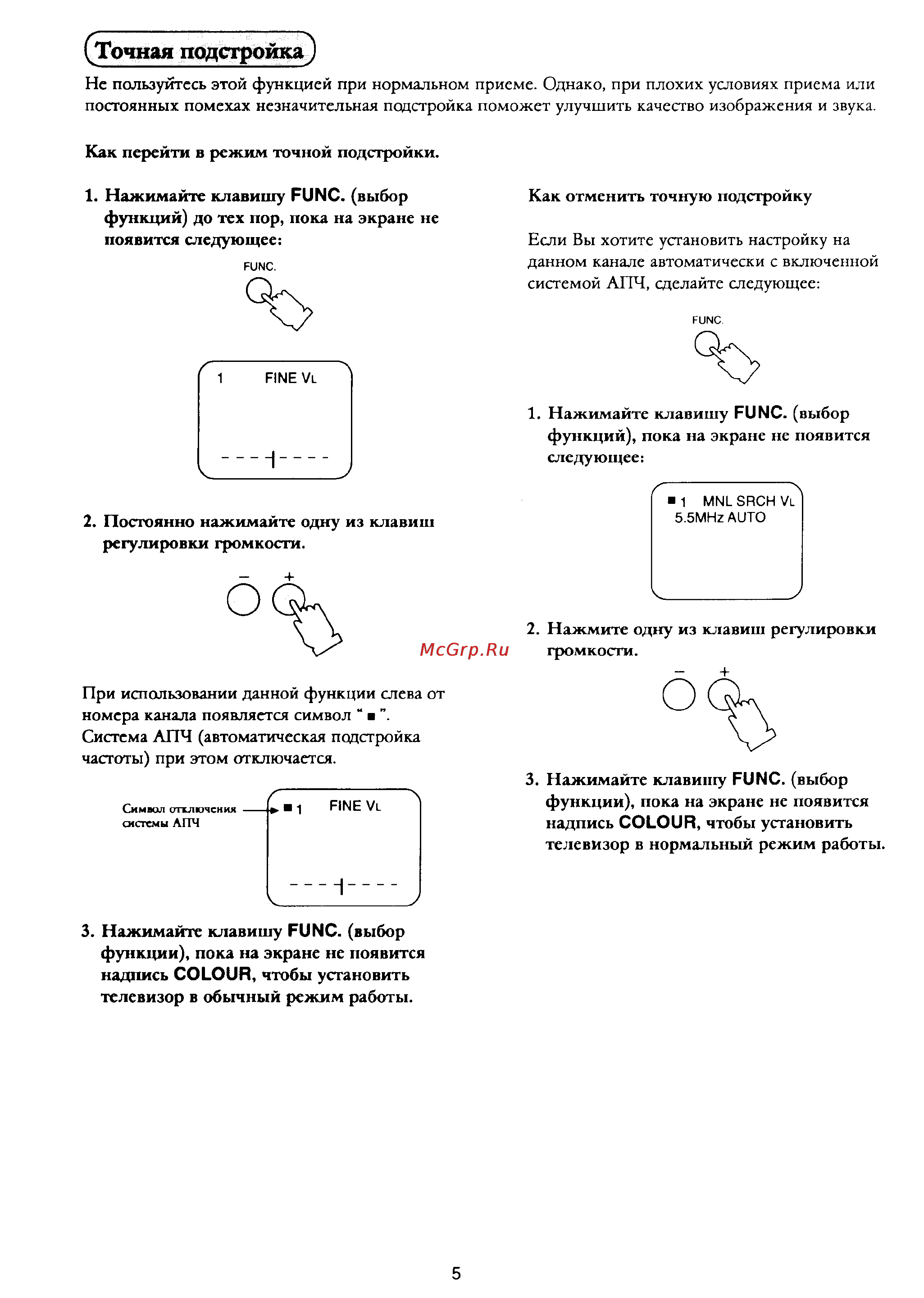 Panasonic TX-21F2T [6/15] Точная подстройка