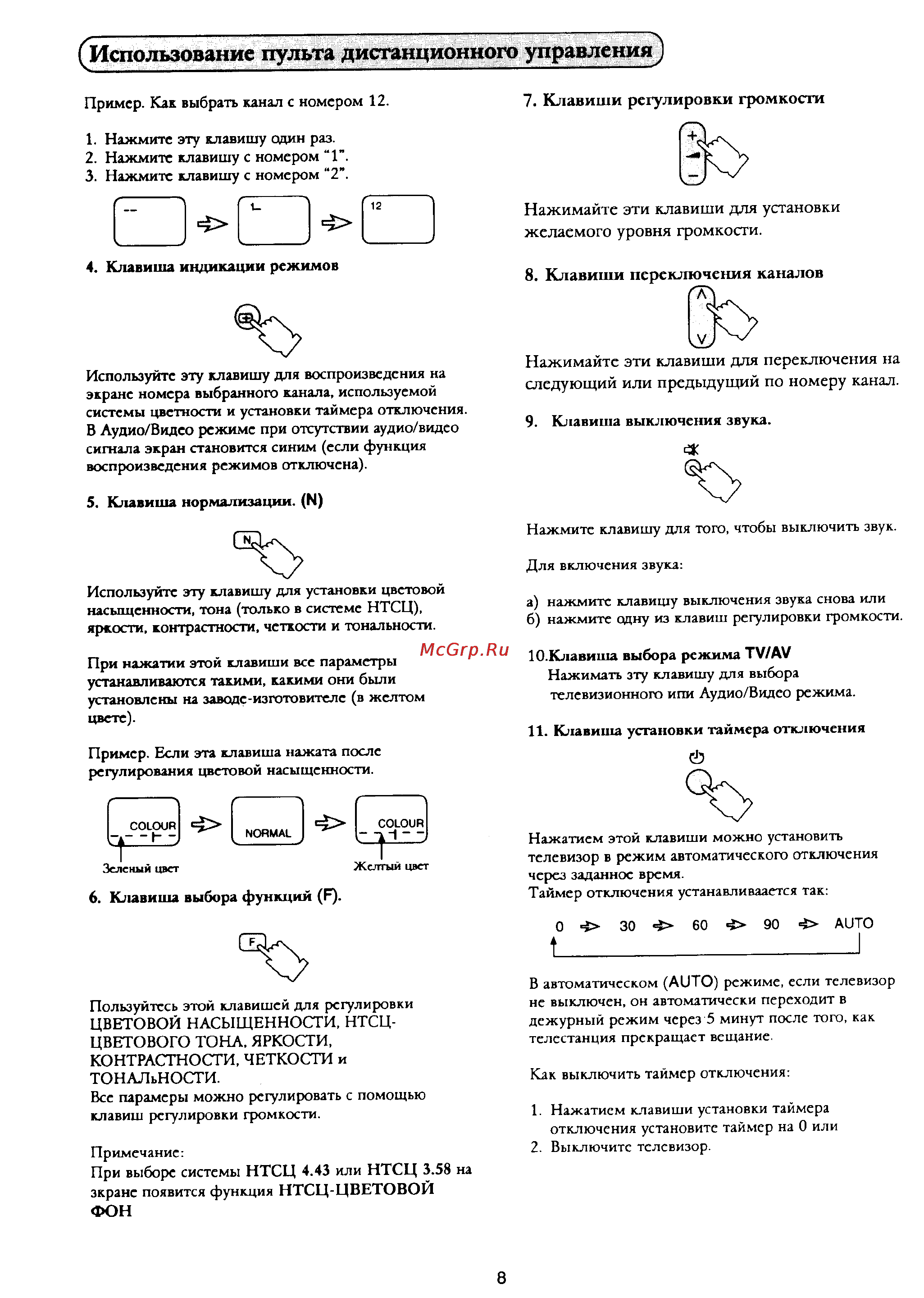 Panasonic TX-21F2T [9/15] Использование пульта дистанционного управления