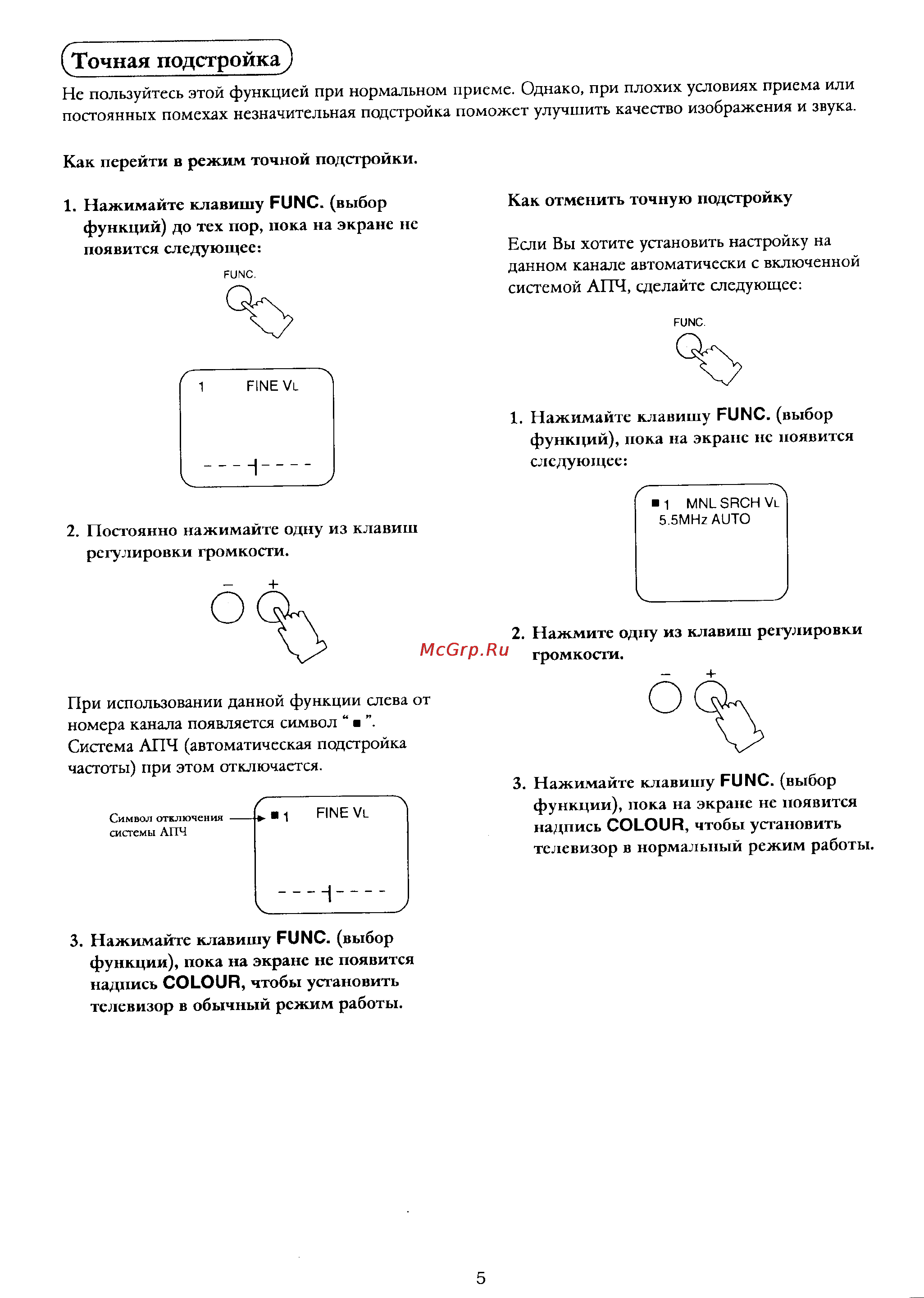 Panasonic TX-21F1T [6/15] Точная подстройка