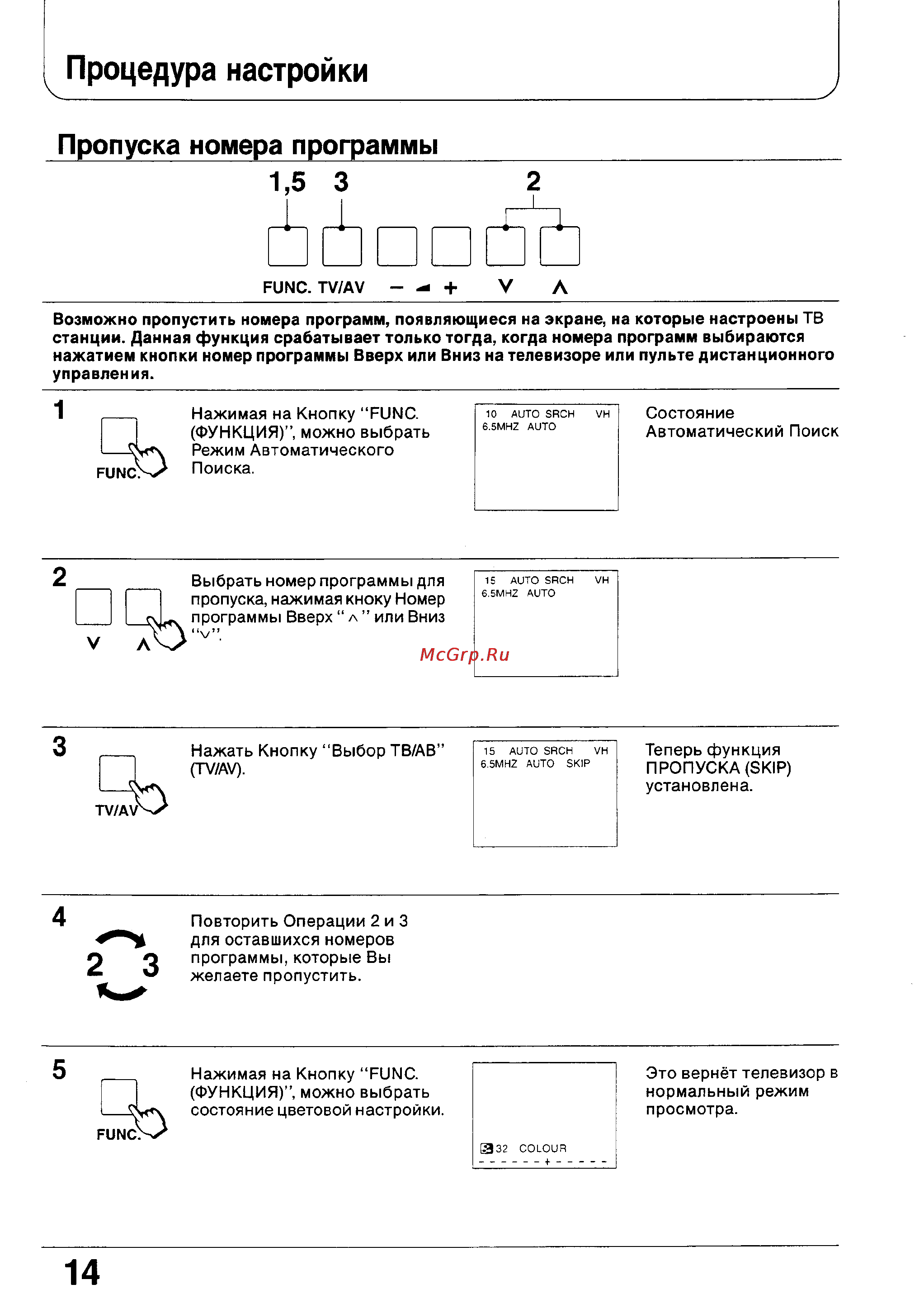 Panasonic TC-2170R [14/28] Процедура настройки