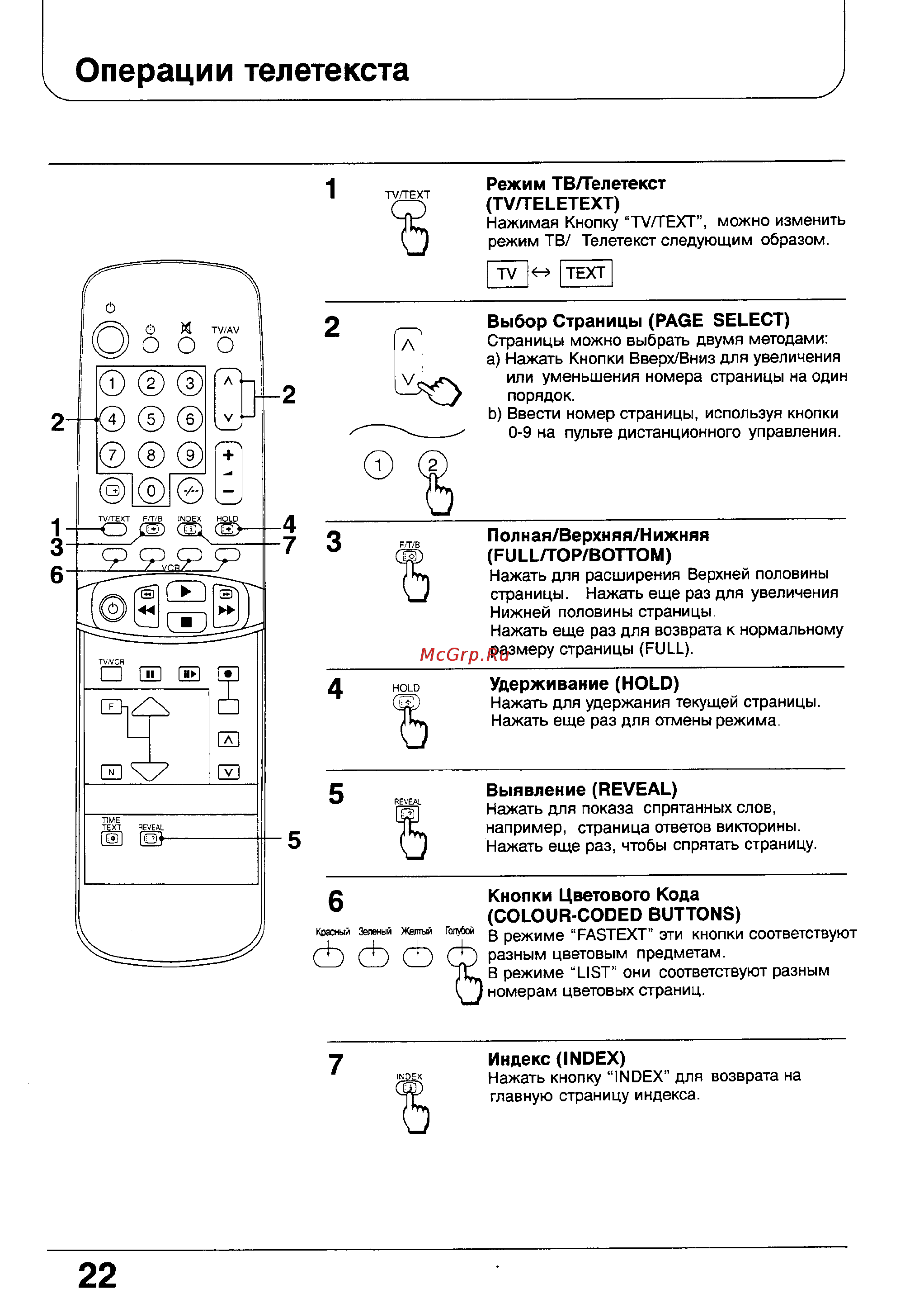 Panasonic TC-2170R [22/28] Операции телетекста