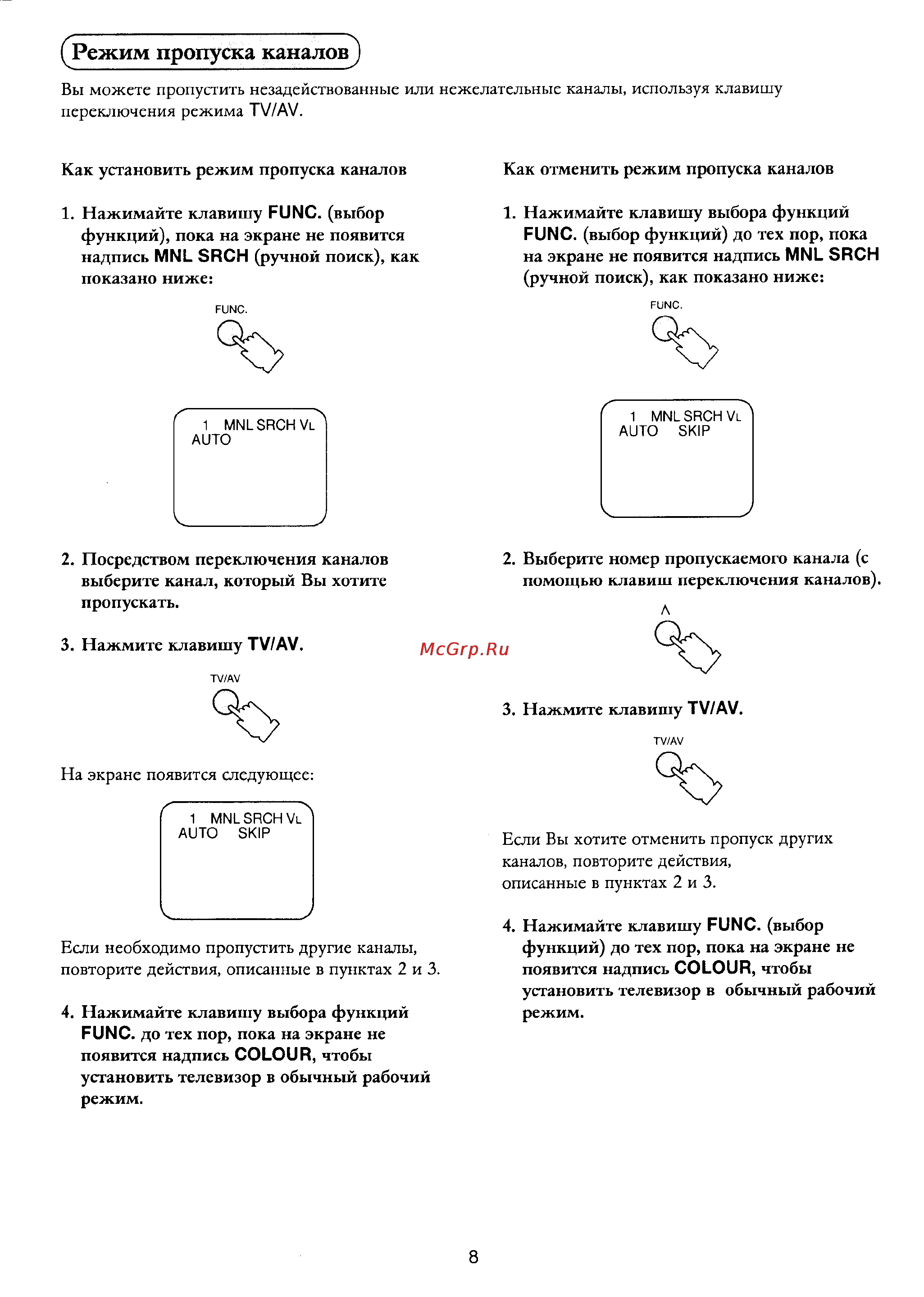 Panasonic TC-21S10R [9/12] Режим пропуска каналов