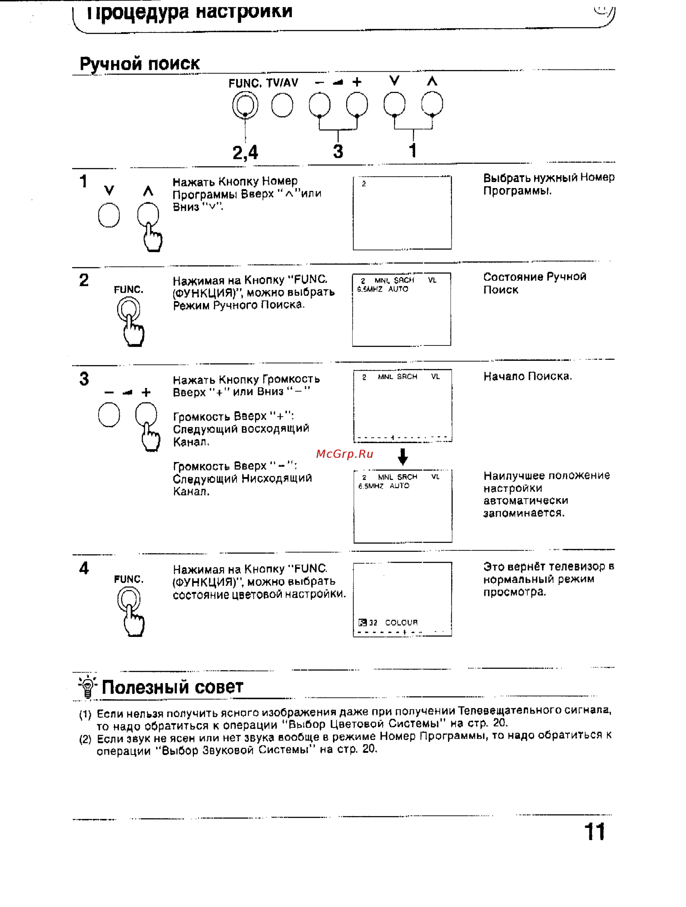 Panasonic TC-2166R [11/28] Ручной поиск______ ______