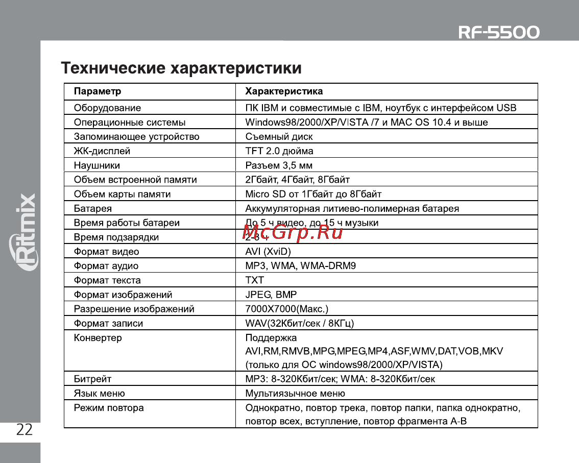 Ritmix RF-5500 4Gb [22/24] Ritmix