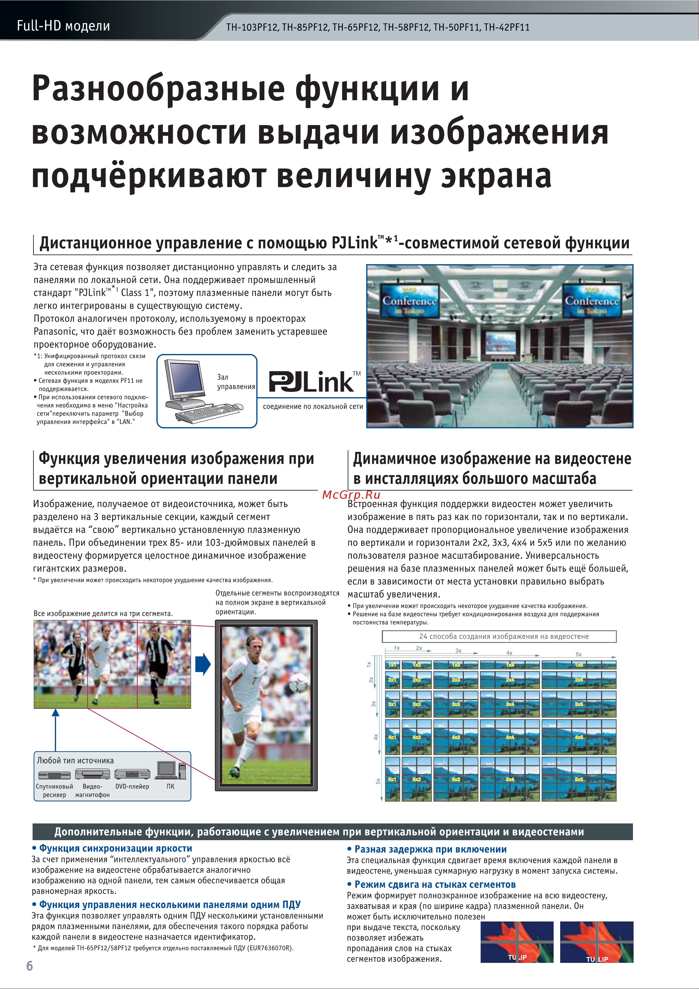 Panasonic TH-103PF12RK [6/24] Разнообразные функции и возможности выдачи изображения подчёркивают величину экрана