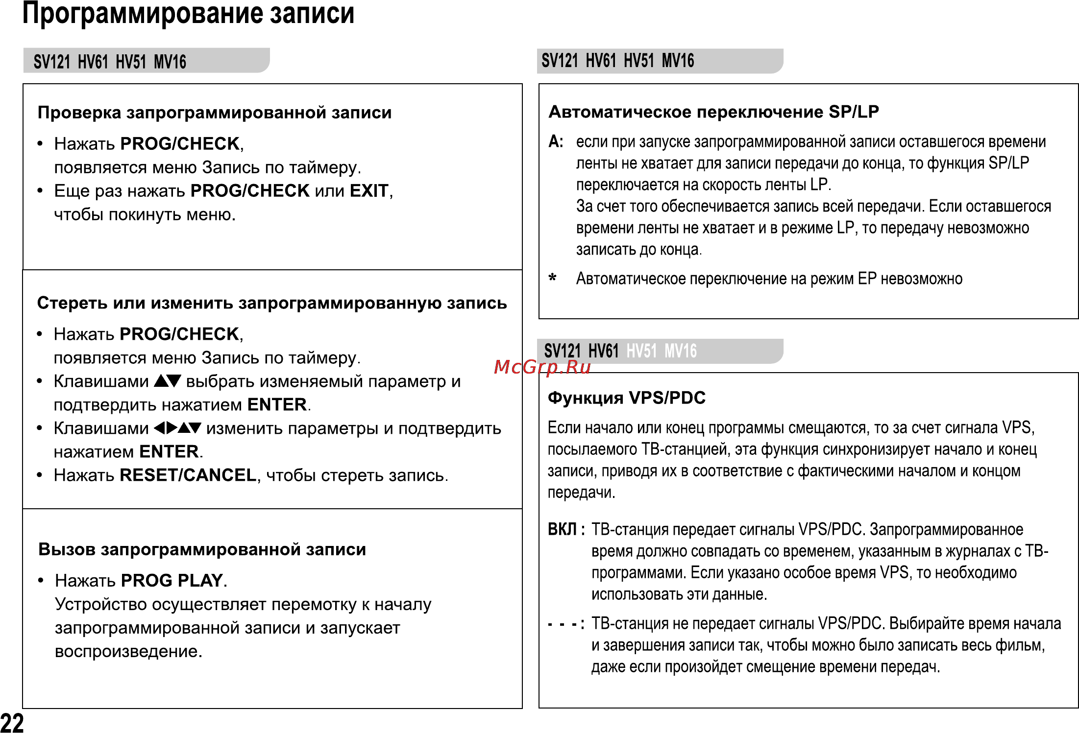 Panasonic NV-HV61EE-K [22/32] Программирование записи