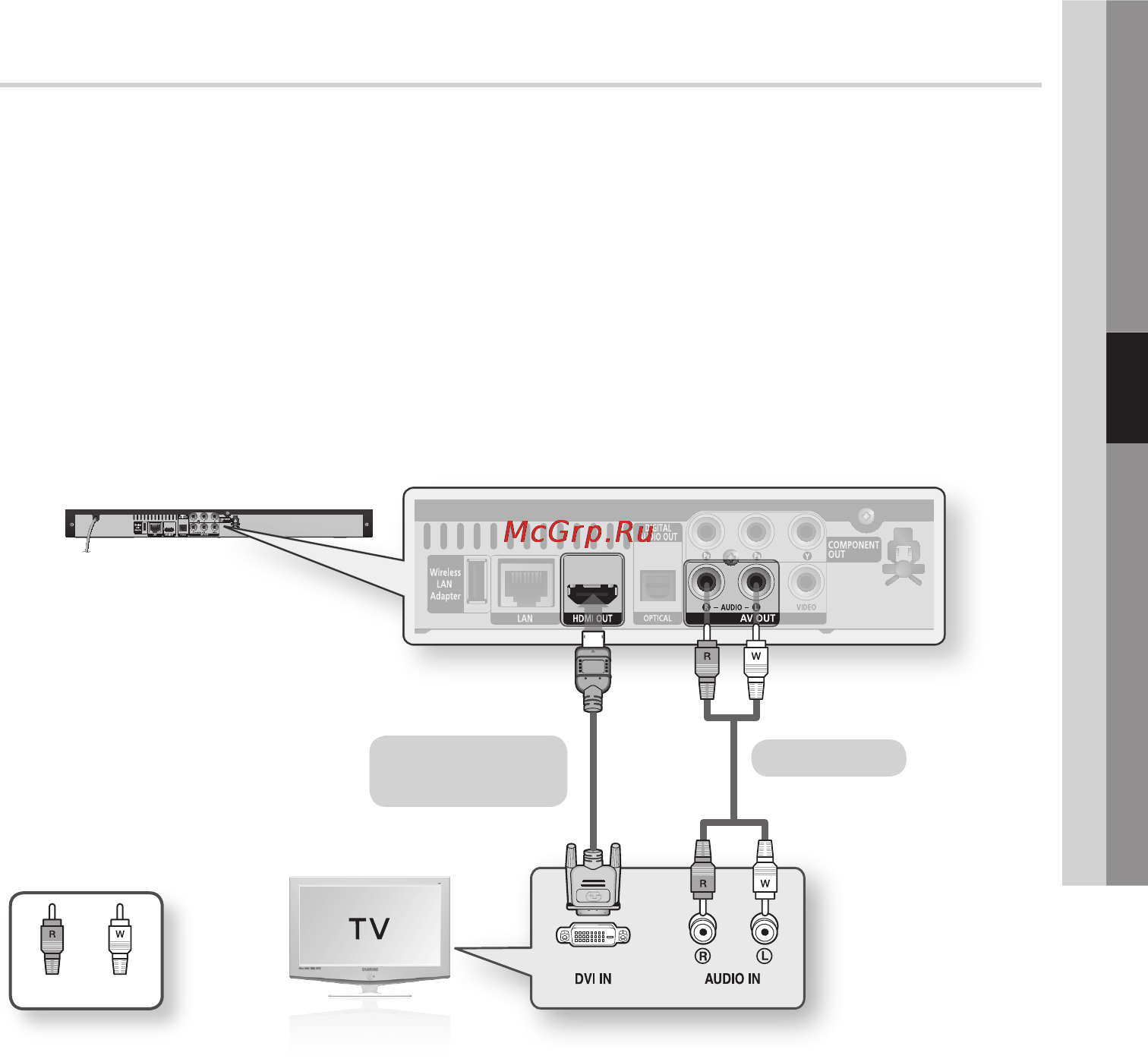 Samsung BD-C5500 [21/63] Вариант 2 подключение к телевизору с помощью кабеля dvi наилучшее качество рекомендуется