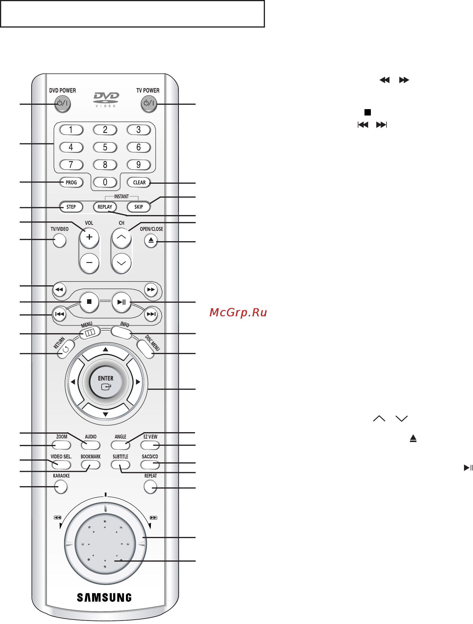 Samsung DVD-P650K [83/148] Огляд пульта дистанц1йного керування