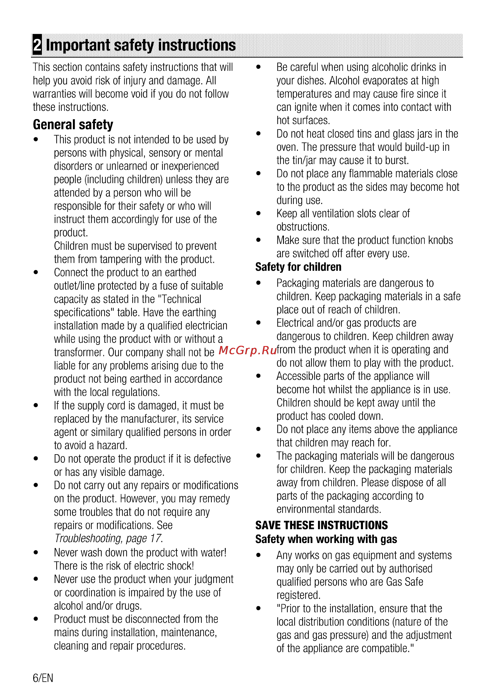 Beko himg 64235 sx [6/40] Important safety instructions