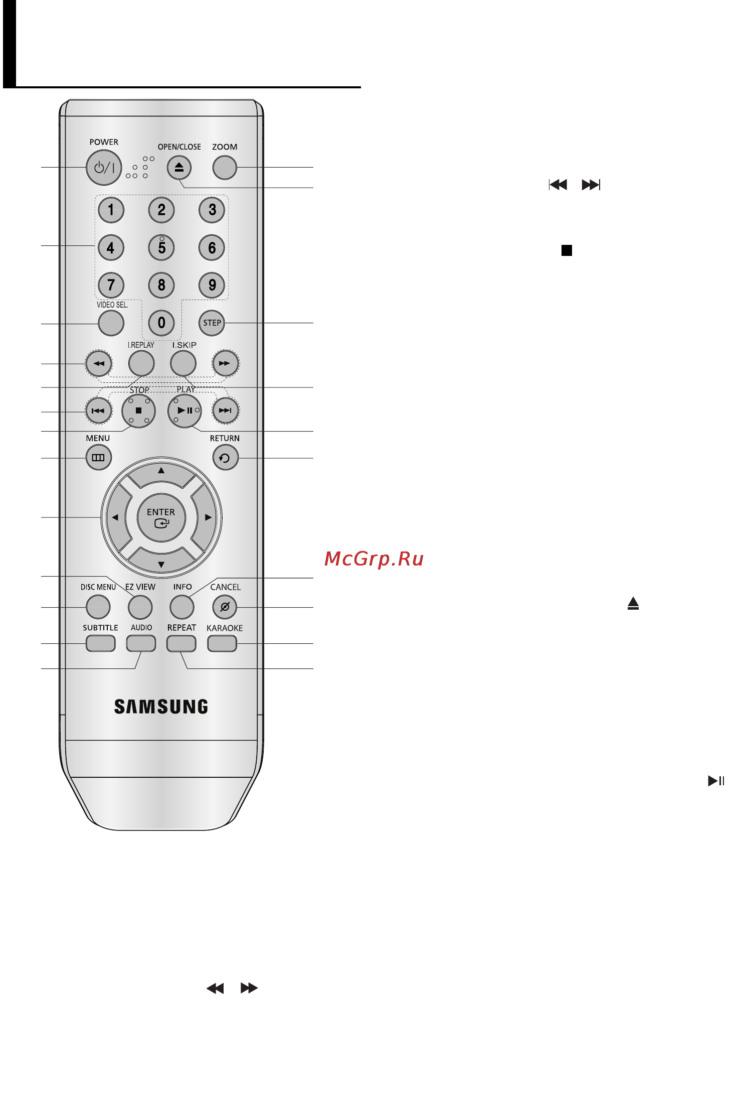 Samsung DVD-P466KD [44/73] Огляд пульта дистан ц йного керування