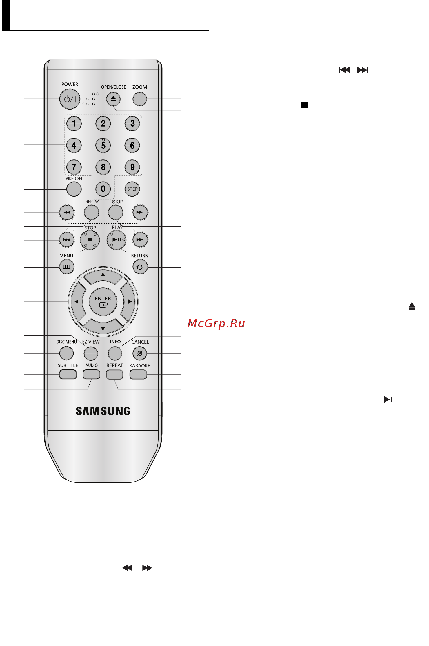 Samsung DVD-P466KD [8/73] Знакомство с пультом