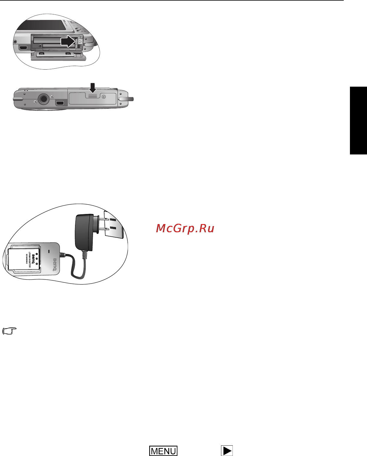 Benq DC T800 [7/33] Зарядка батареи