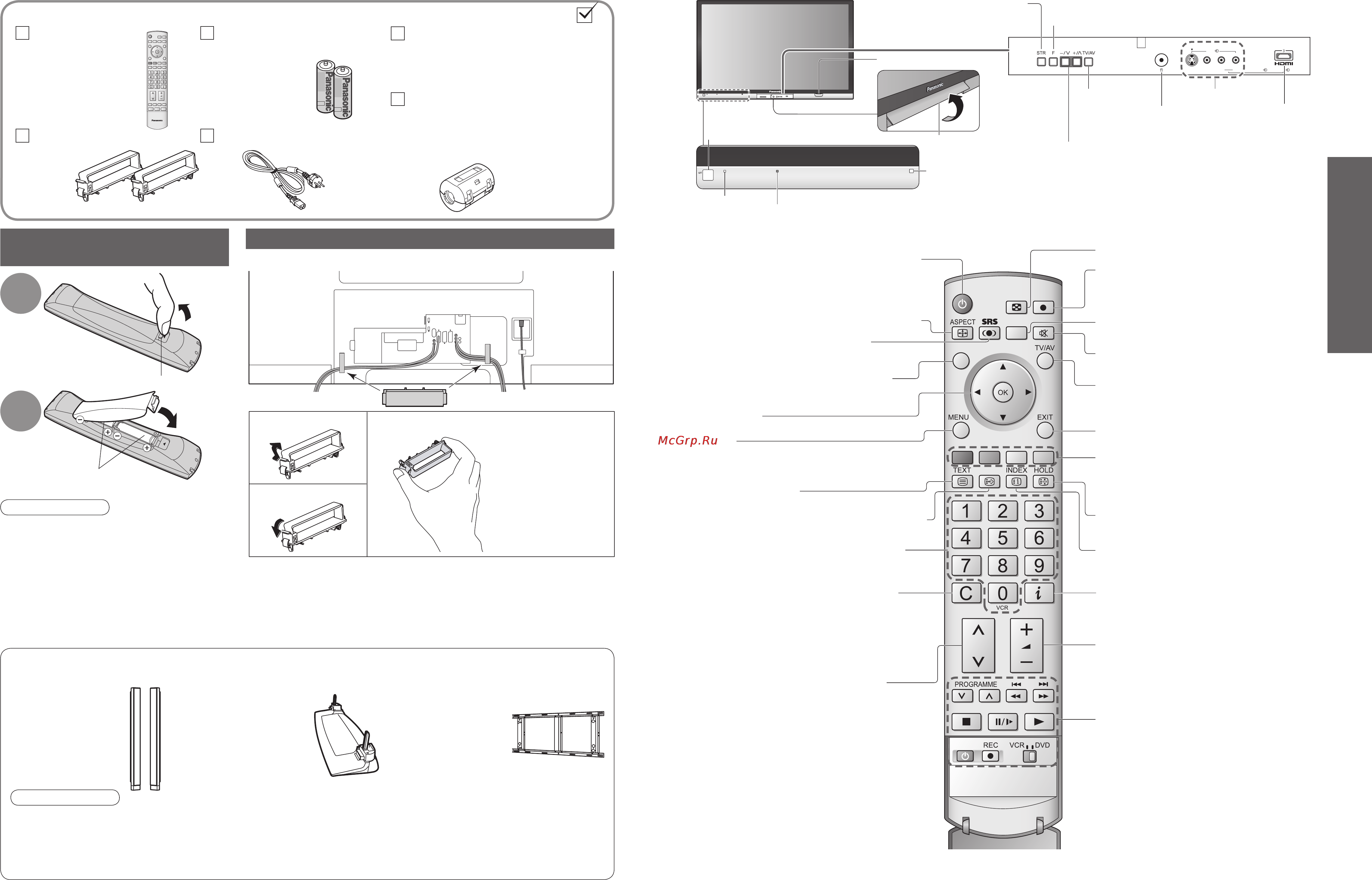 Panasonic TH-65PV600R [4/20] Прикрепление зажимов кабелей