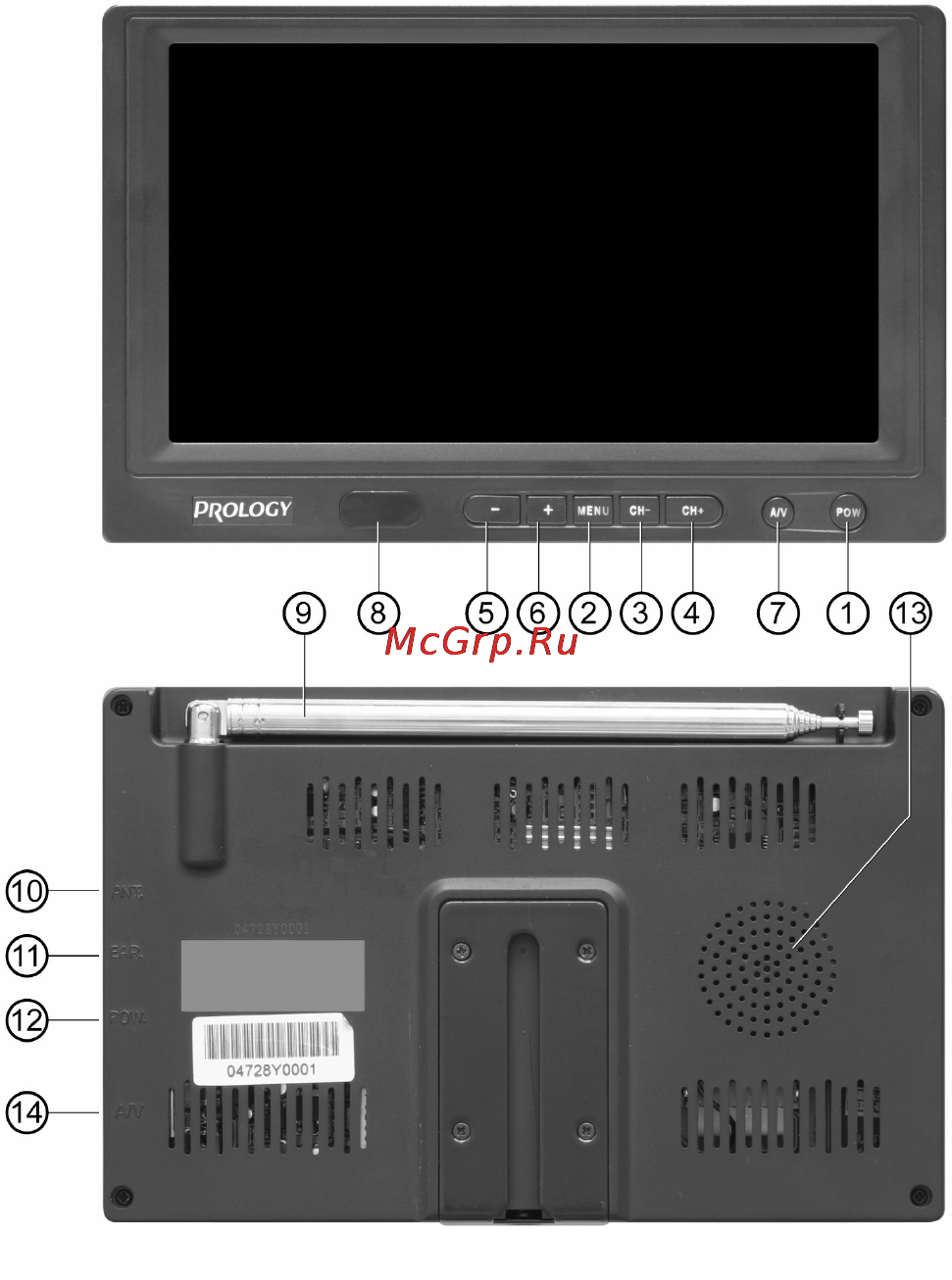 Prology HDTV-850WNS [4/8] Элементы управления и их функции