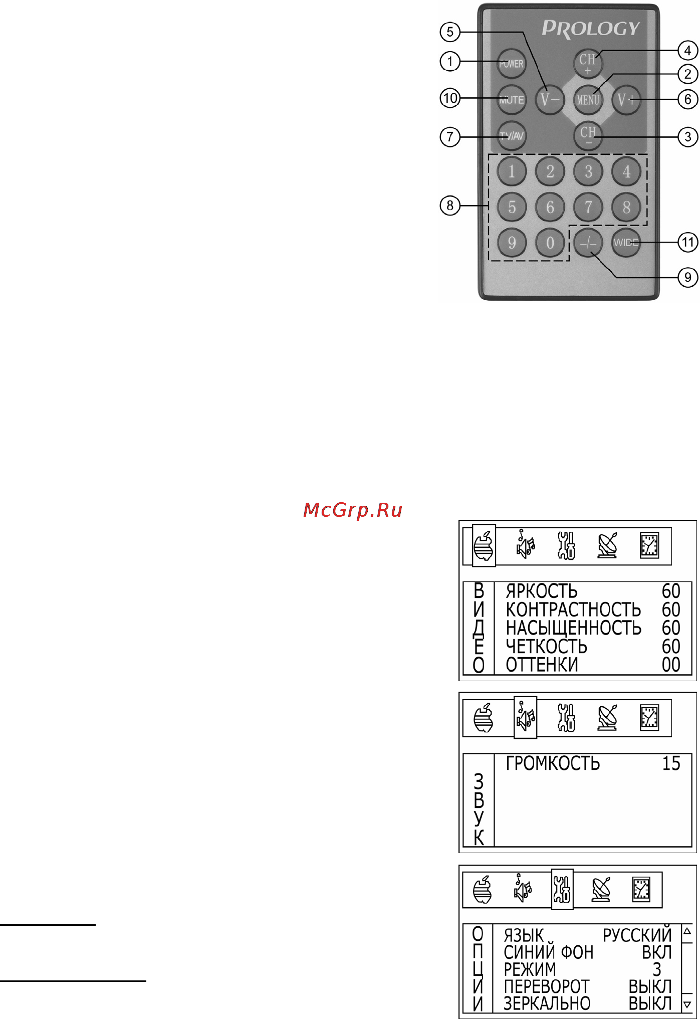 Prology HDTV-850WNS [5/8] Система экранных меню