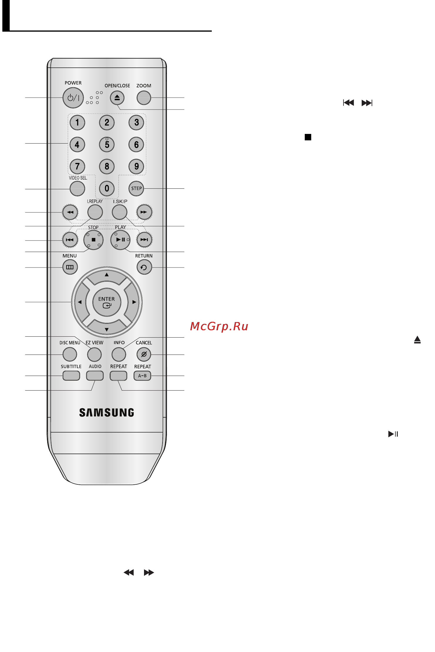 Samsung DVD-P370 [8/66] Знакомство с пультом дистанционного управления