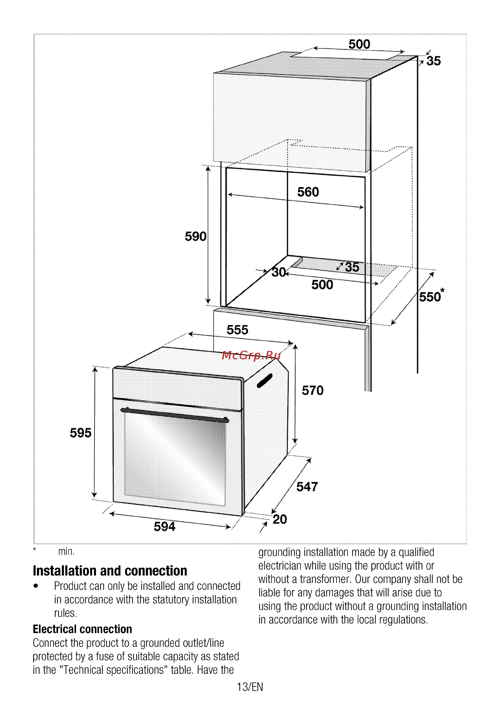 Beko OIM 25600 X [13/68] Installation and connection