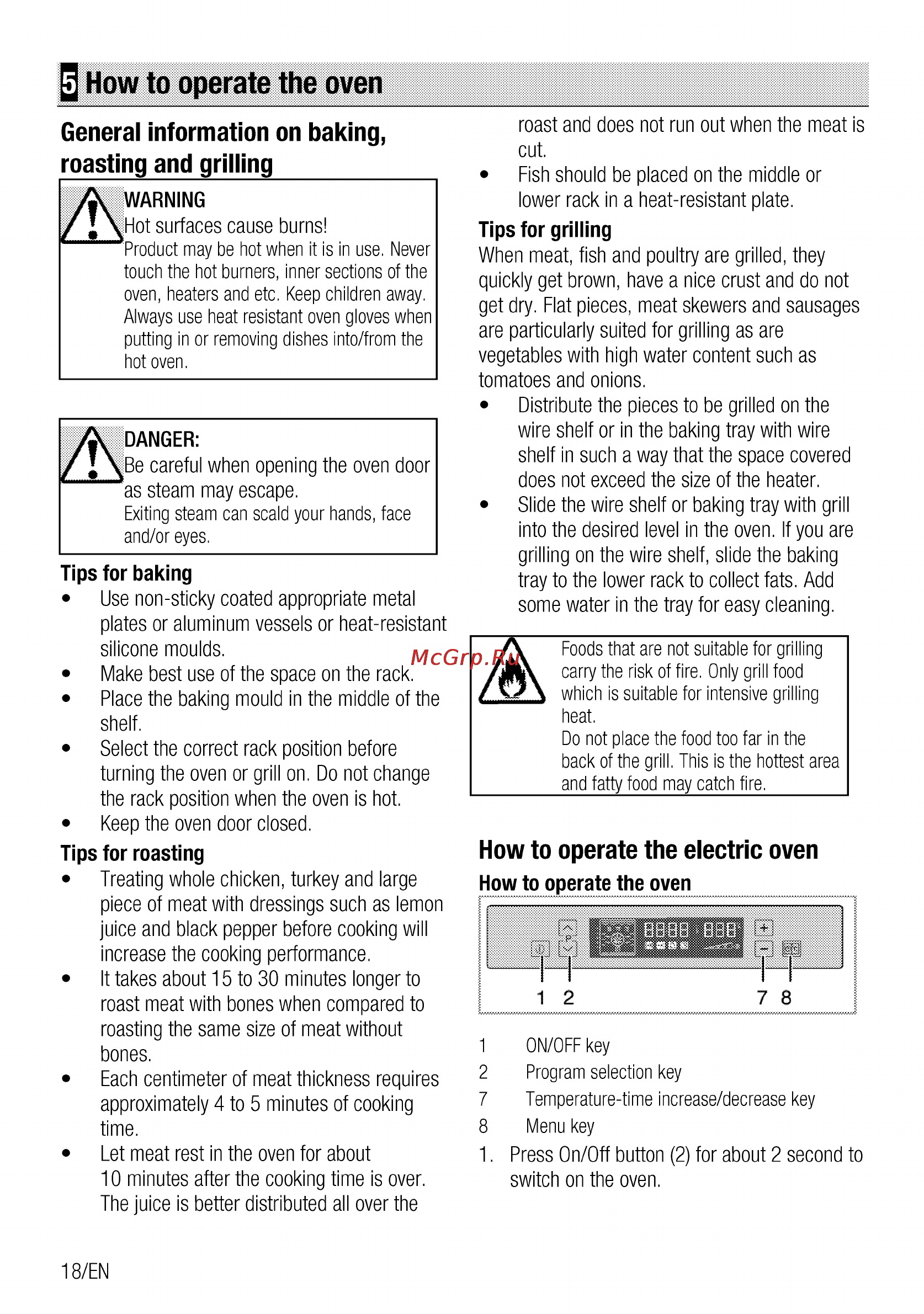 Beko OIM 25600 X [18/68] How to operate the oven