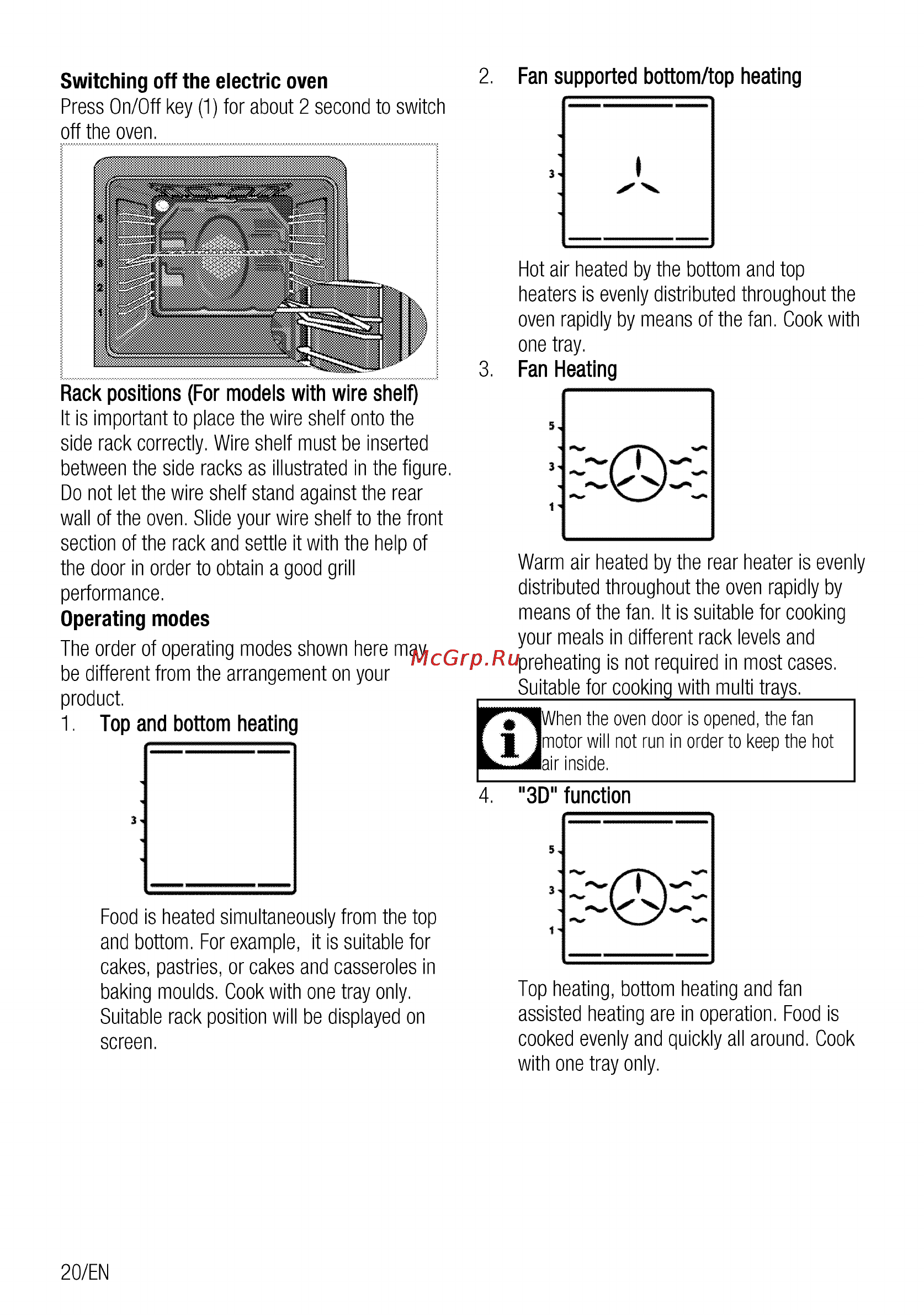 Beko OIM 25600 X [20/68] If lwhen the oven door is opened the fan l 1