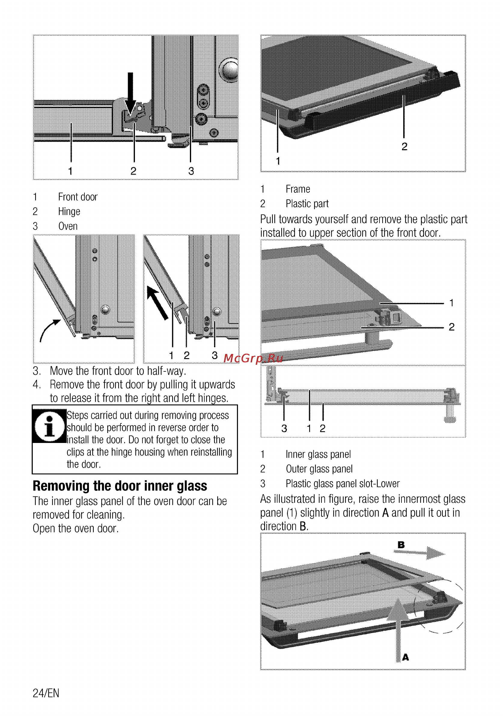 Beko OIE 24300 W [24/60] Removing the door inner glass