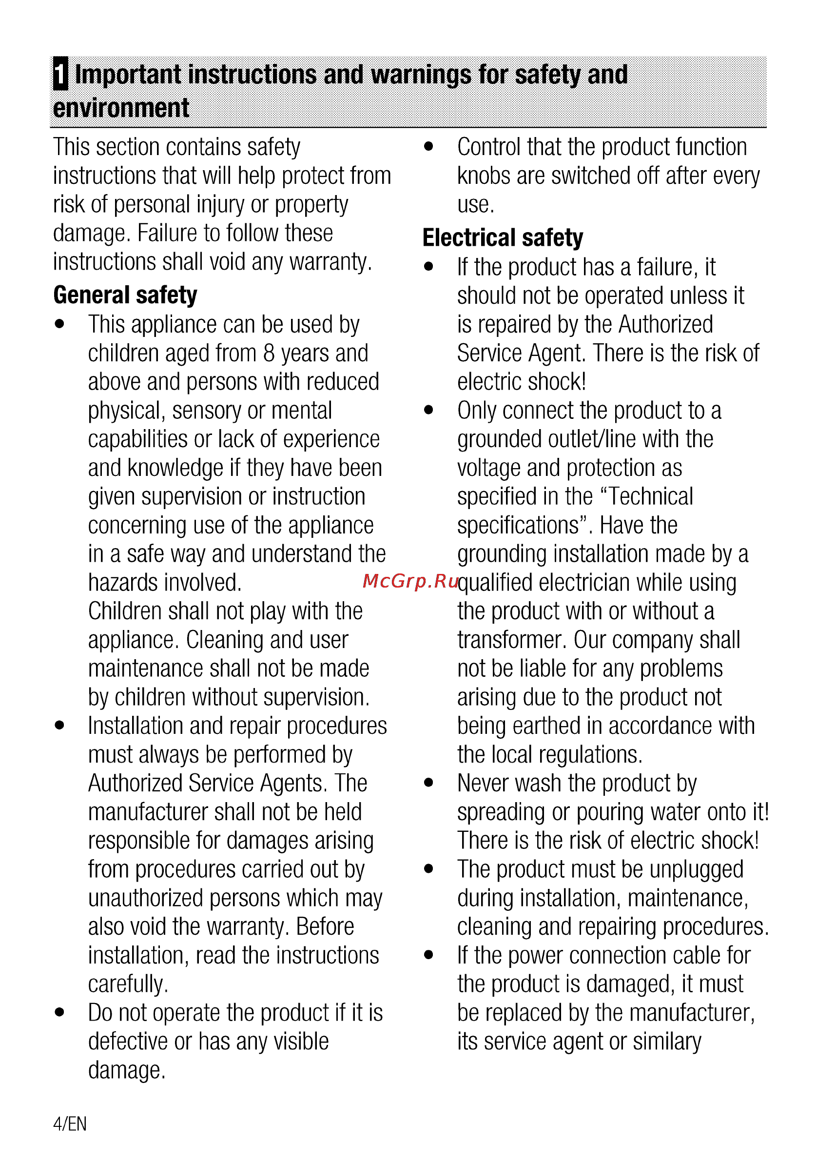 Beko OIE 24300 W [4/60] Q important instructions and warnings for safety and environment