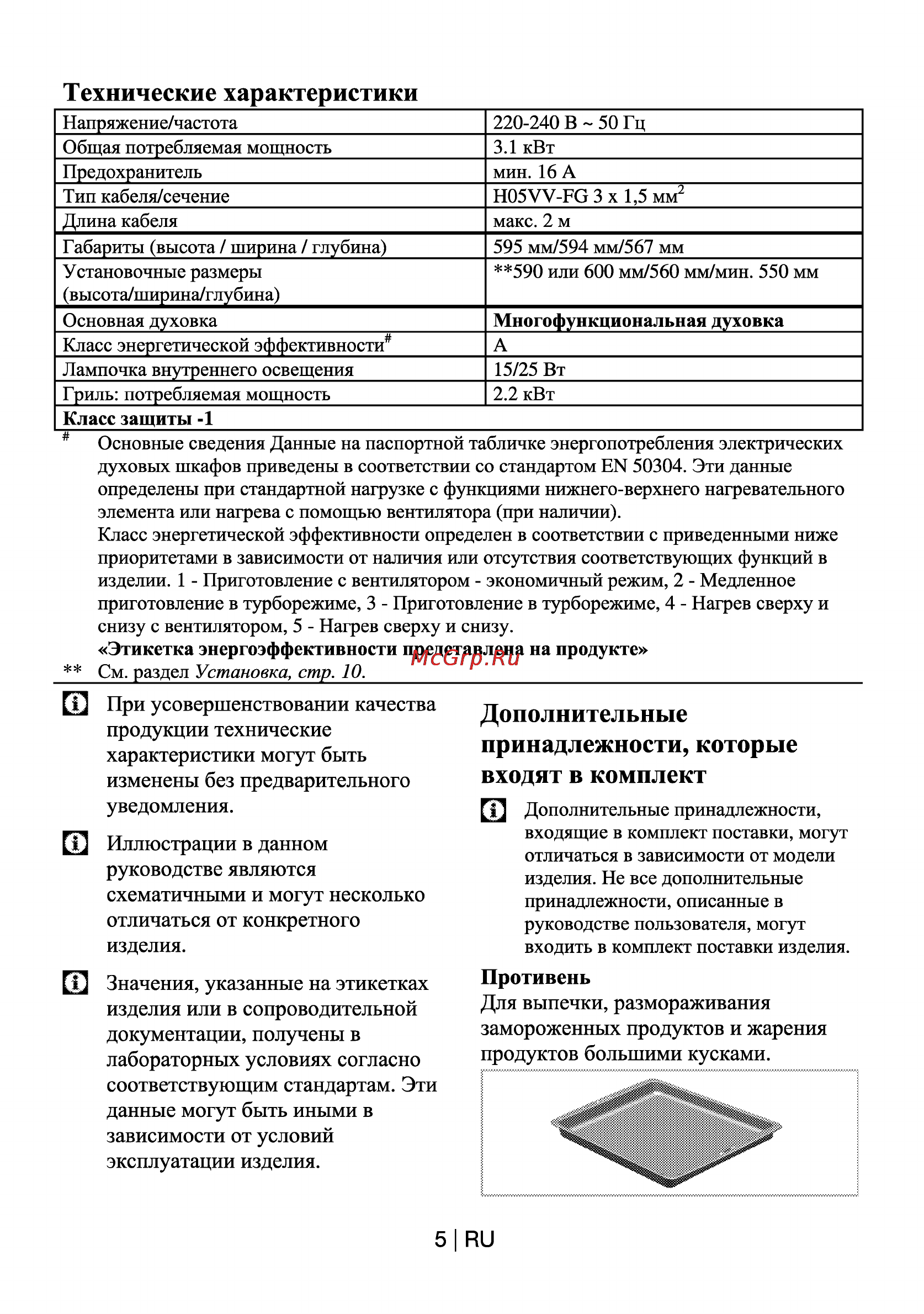 Beko OIE 22500 X [5/36] И значения указанные на этикетках