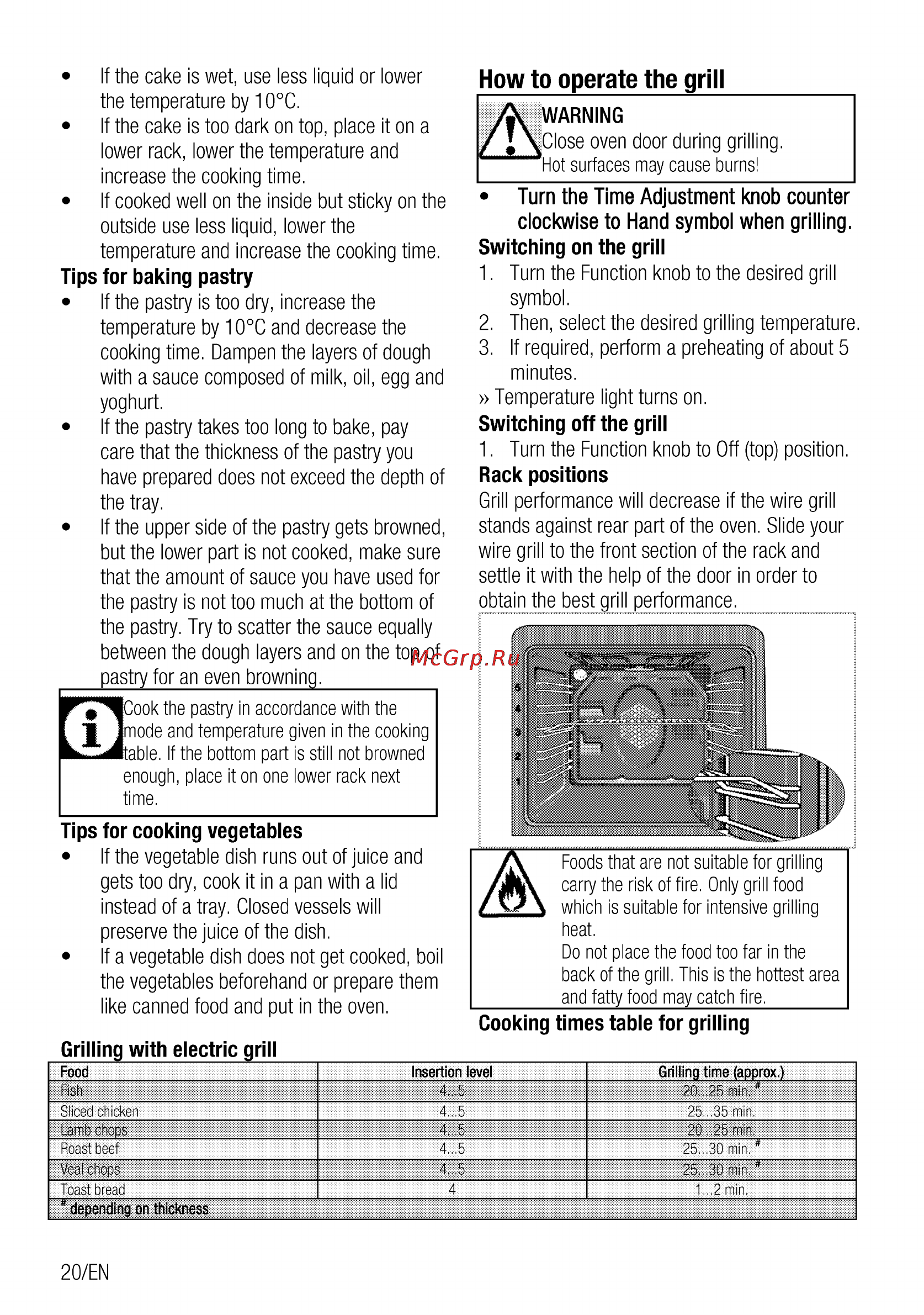 Beko OIE 22101 X [20/56] How to operate the grill