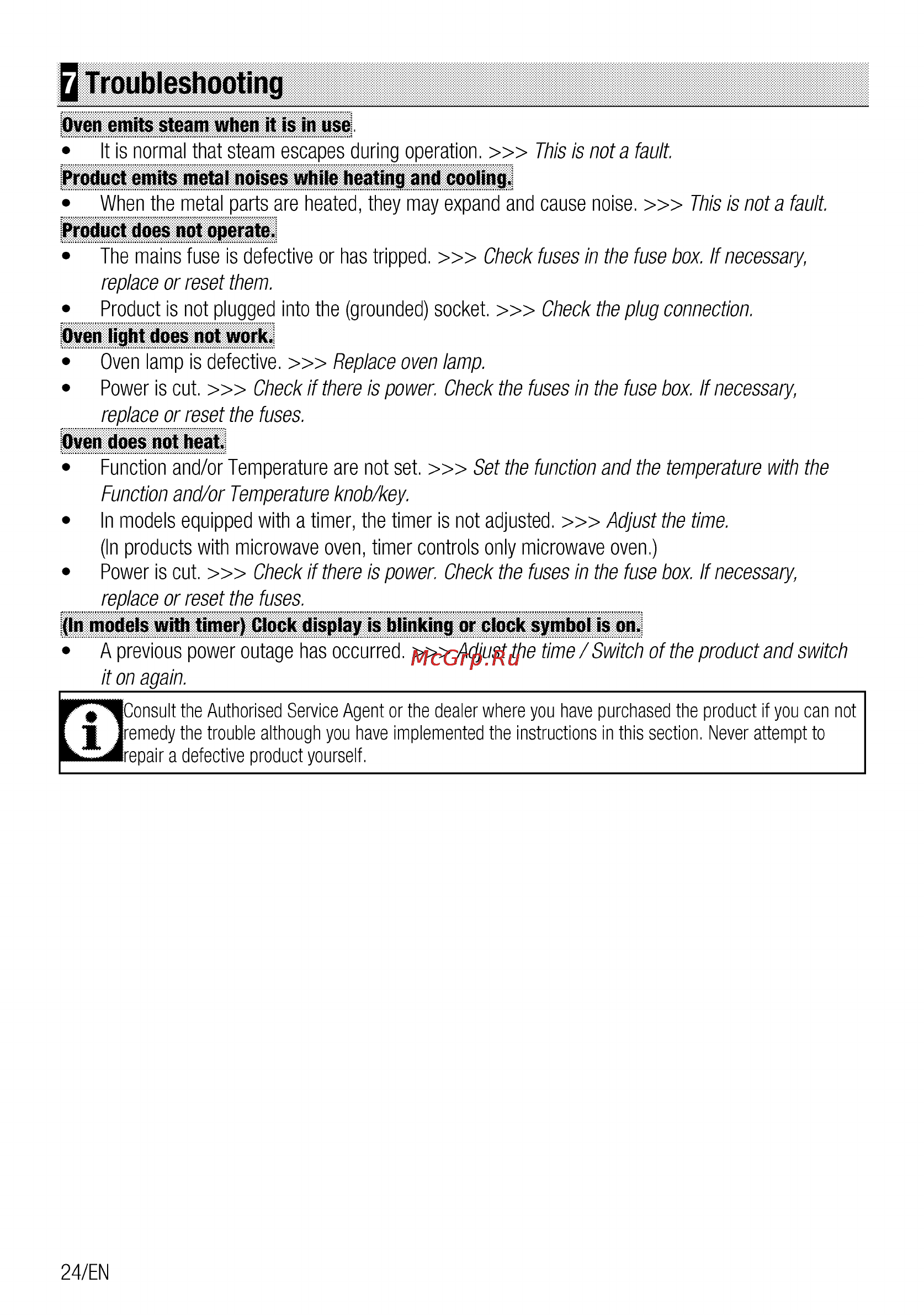 Beko OIE 22101 X [24/56] Q troubleshooting