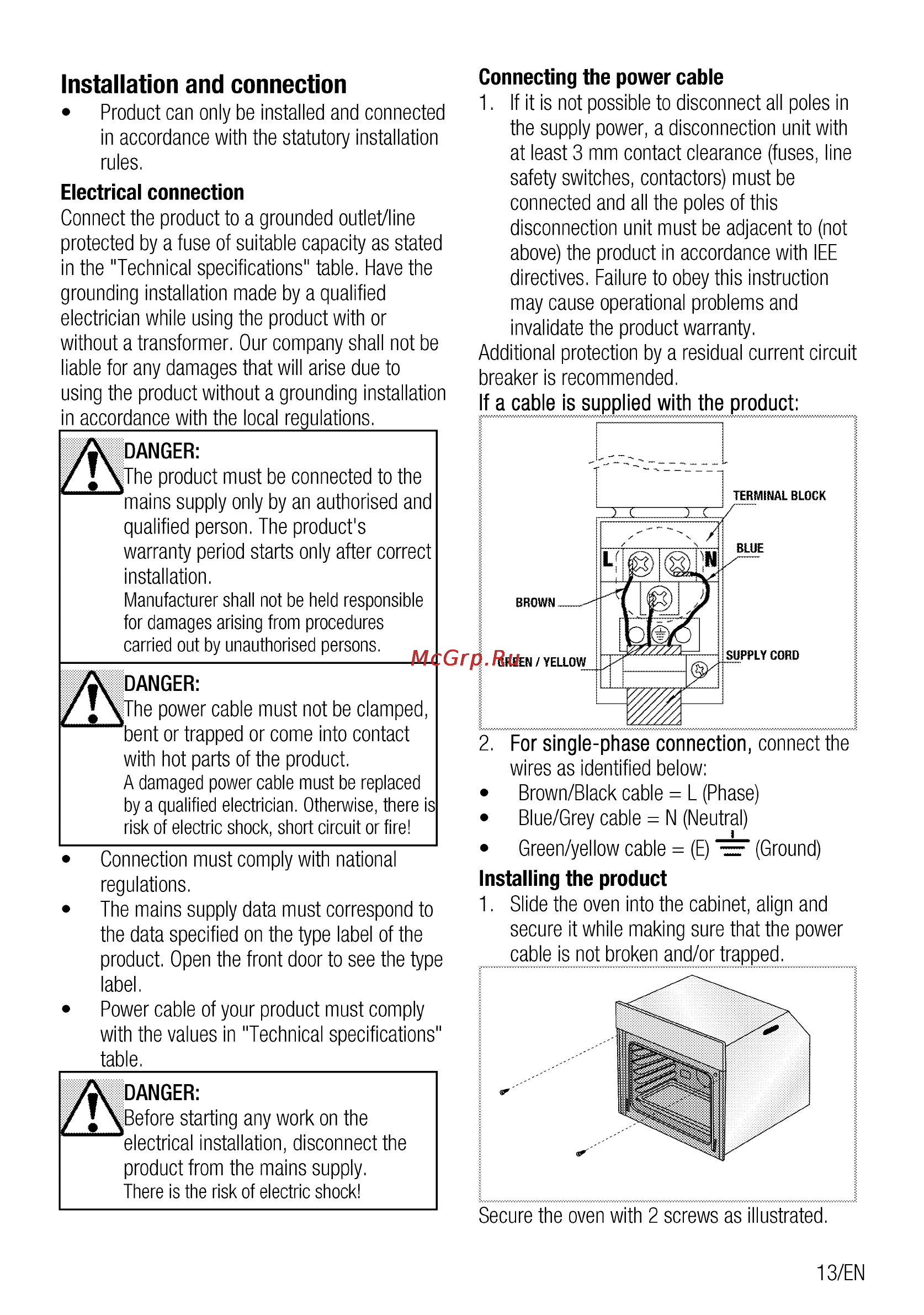 Beko OIE 25502 X [13/64] Installation and connection