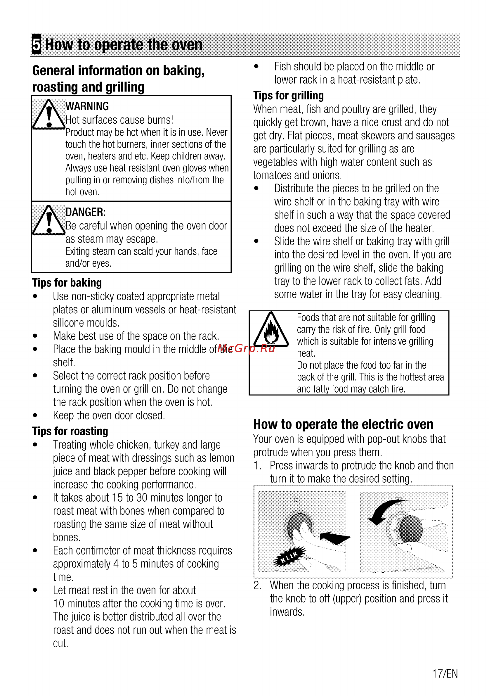 Beko OIE 25502 X [17/64] How to operate the electric oven