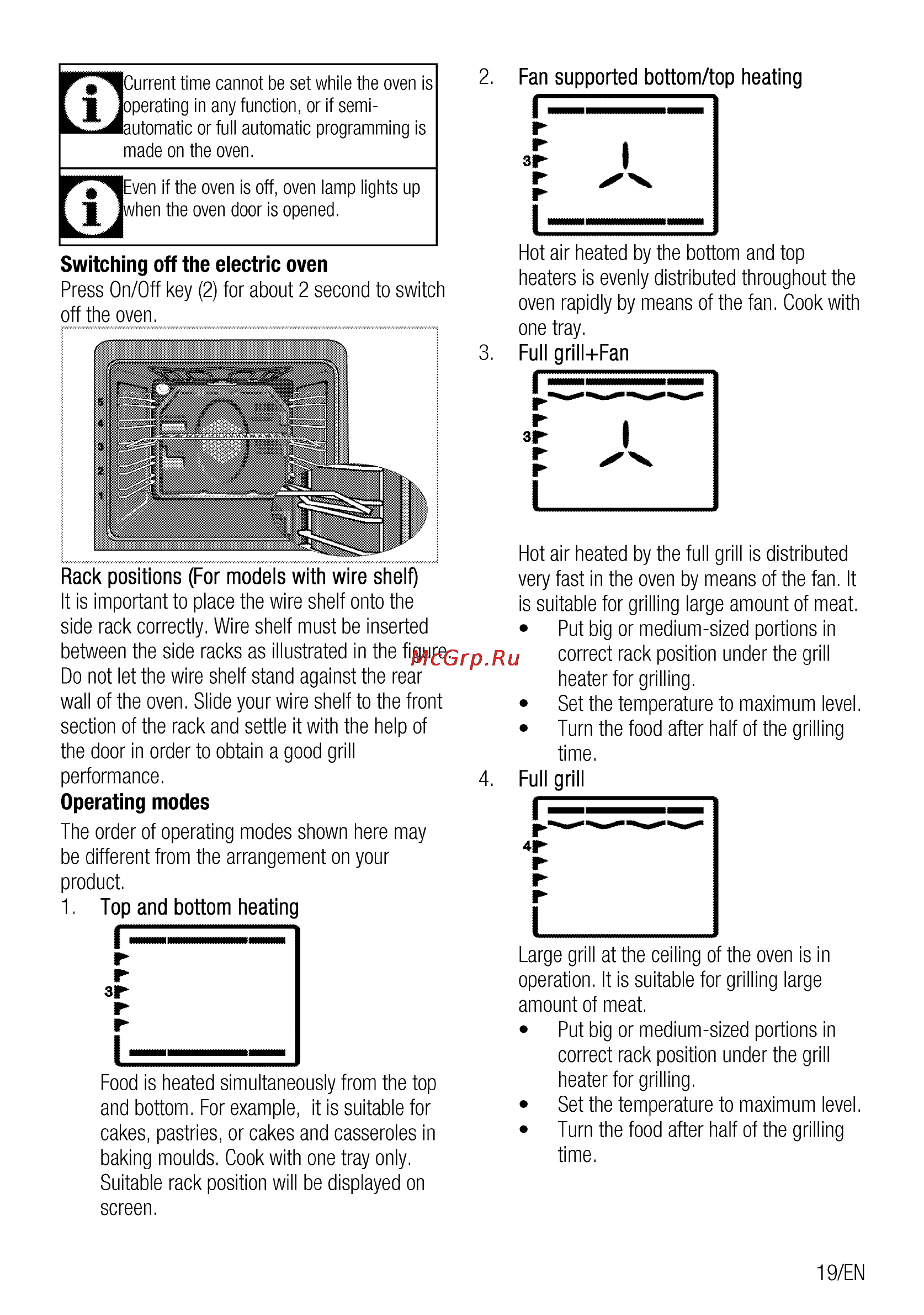 Beko OIE 25502 X [19/64] Current time cannot be set while the oven is