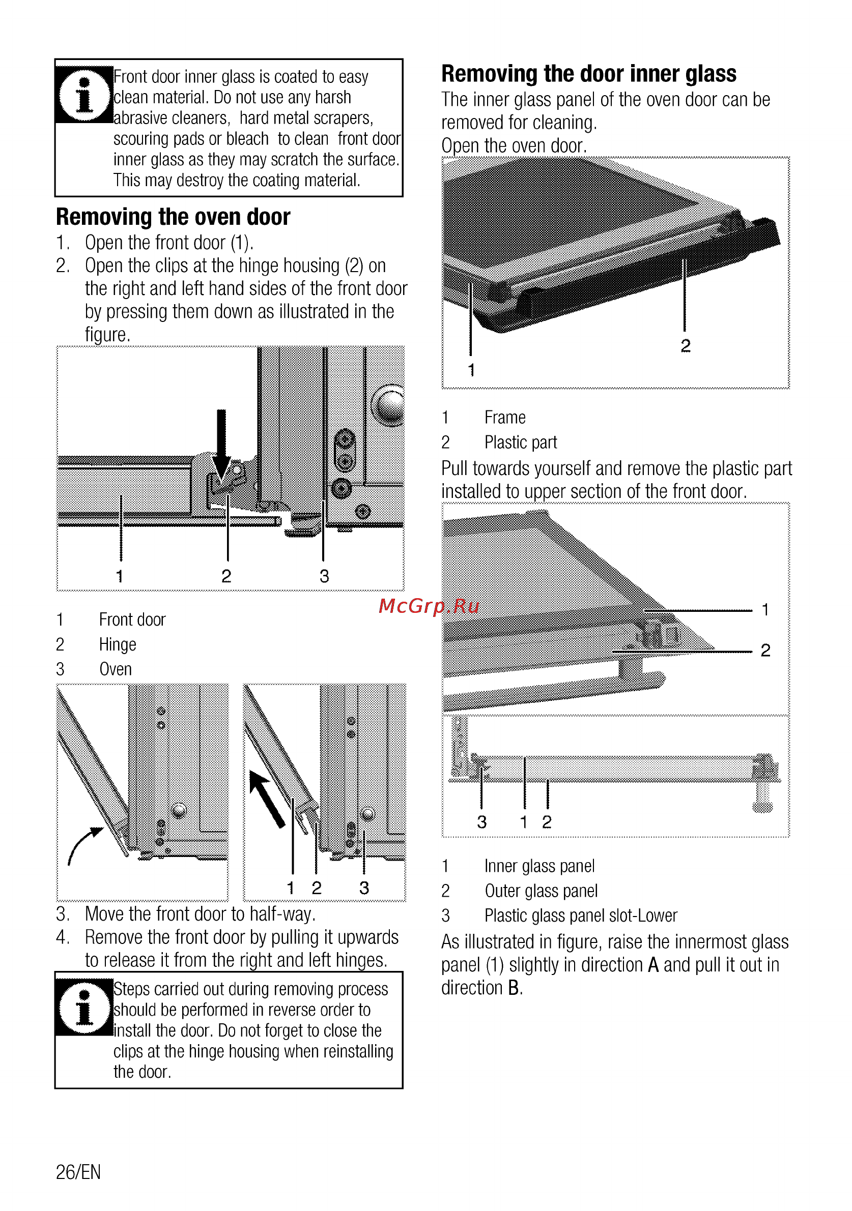 Beko OIE 25502 X [26/64] Removing the door inner glass