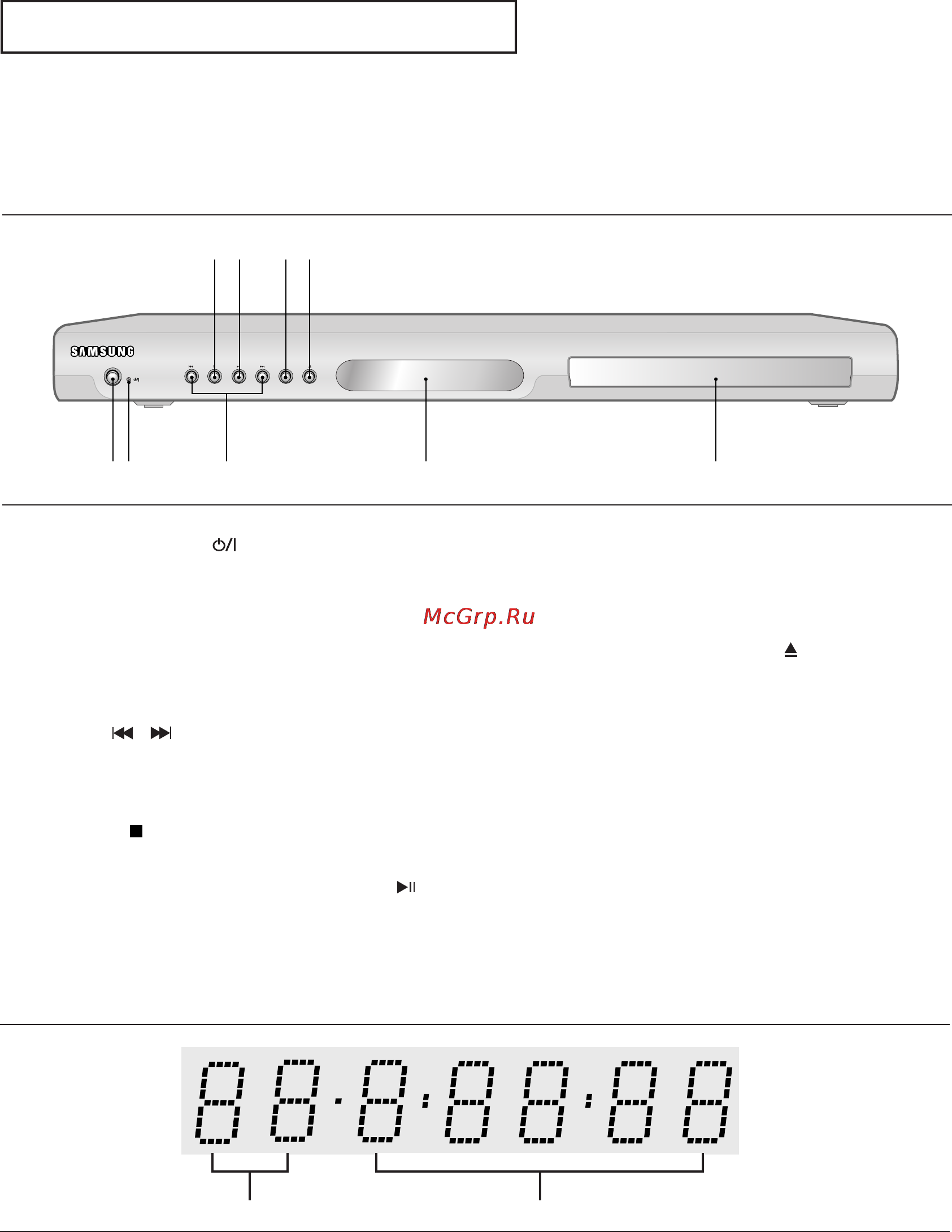 Samsung DVD-P355 [8/118] Описание передняя панель