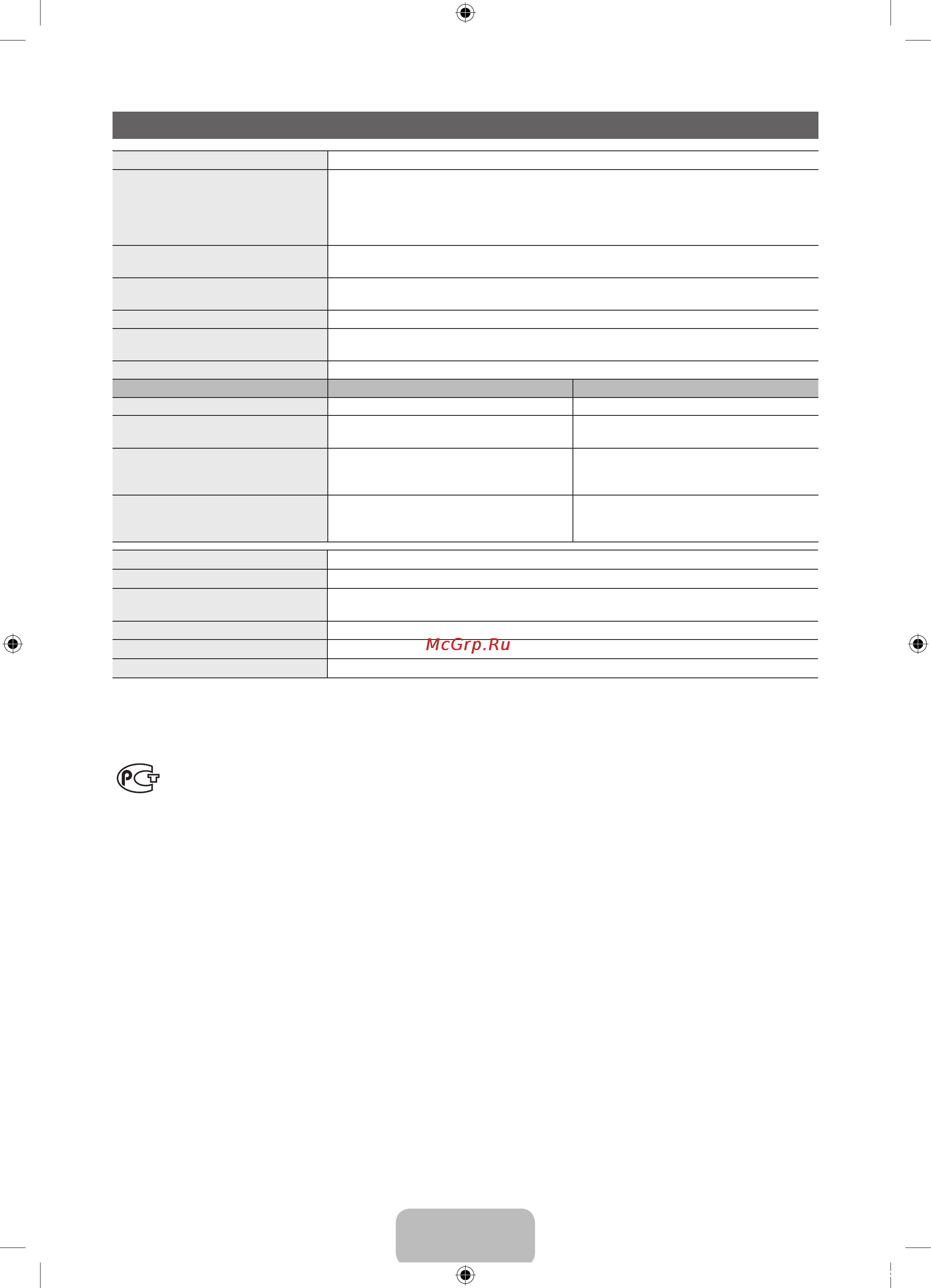 Samsung PS-59 D550C1W [19/242] Технические характеристики