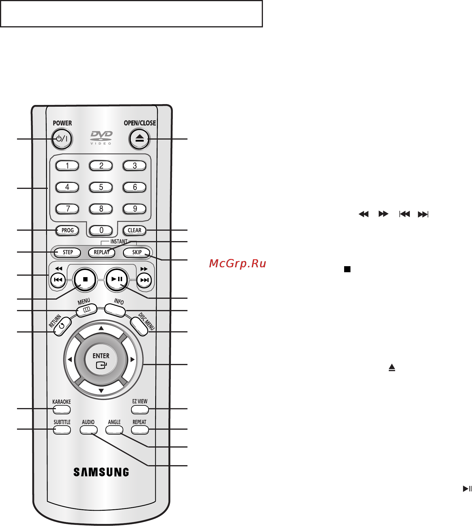 Samsung DVD-P350K [10/176] Кнопка karaoke