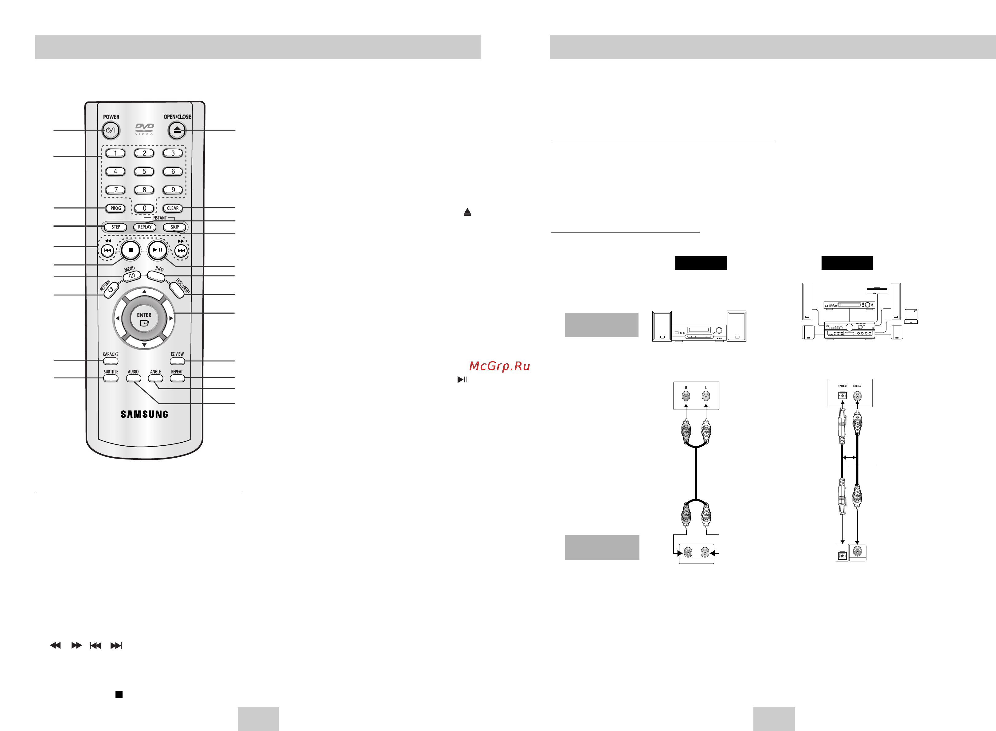 Samsung DVD-P244K [5/17] Знакомство с пультом дистанционного управления выбор способа подключения