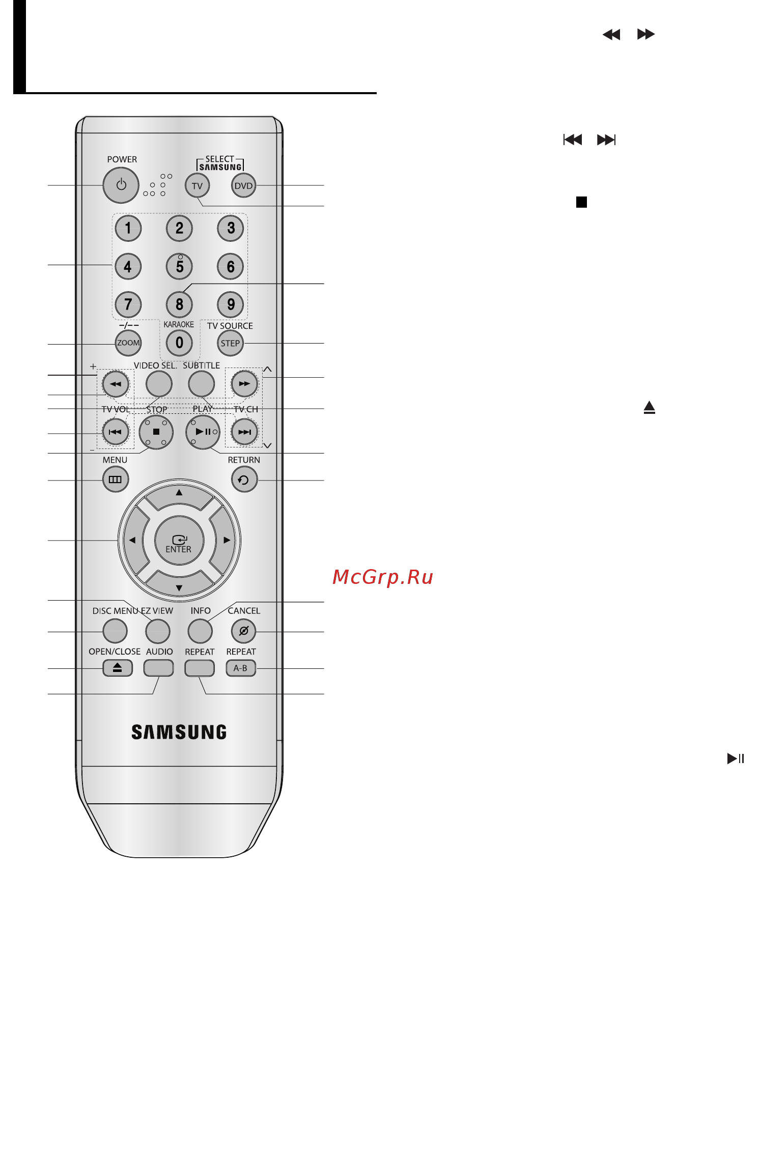 Samsung DVD-P182K [43/70] Огляд пульта дистанция ного керування